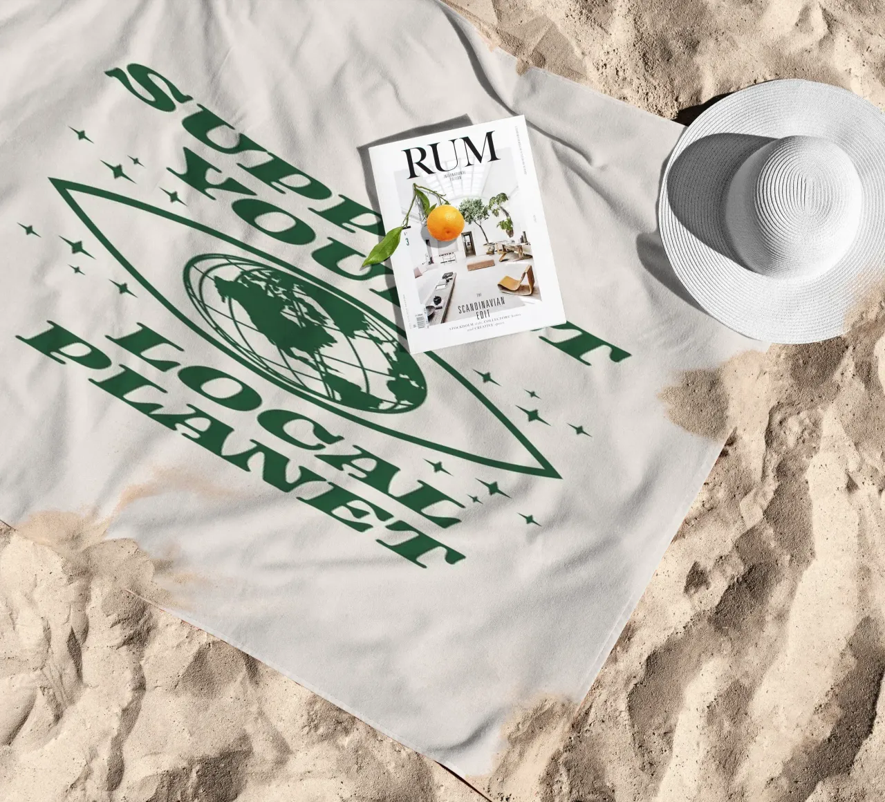 Support your Local Planet beach towel by Eco Rebel Creative