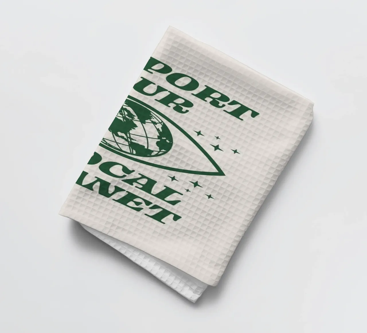 Support your Local Planet tea towel by Eco Rebel Creative