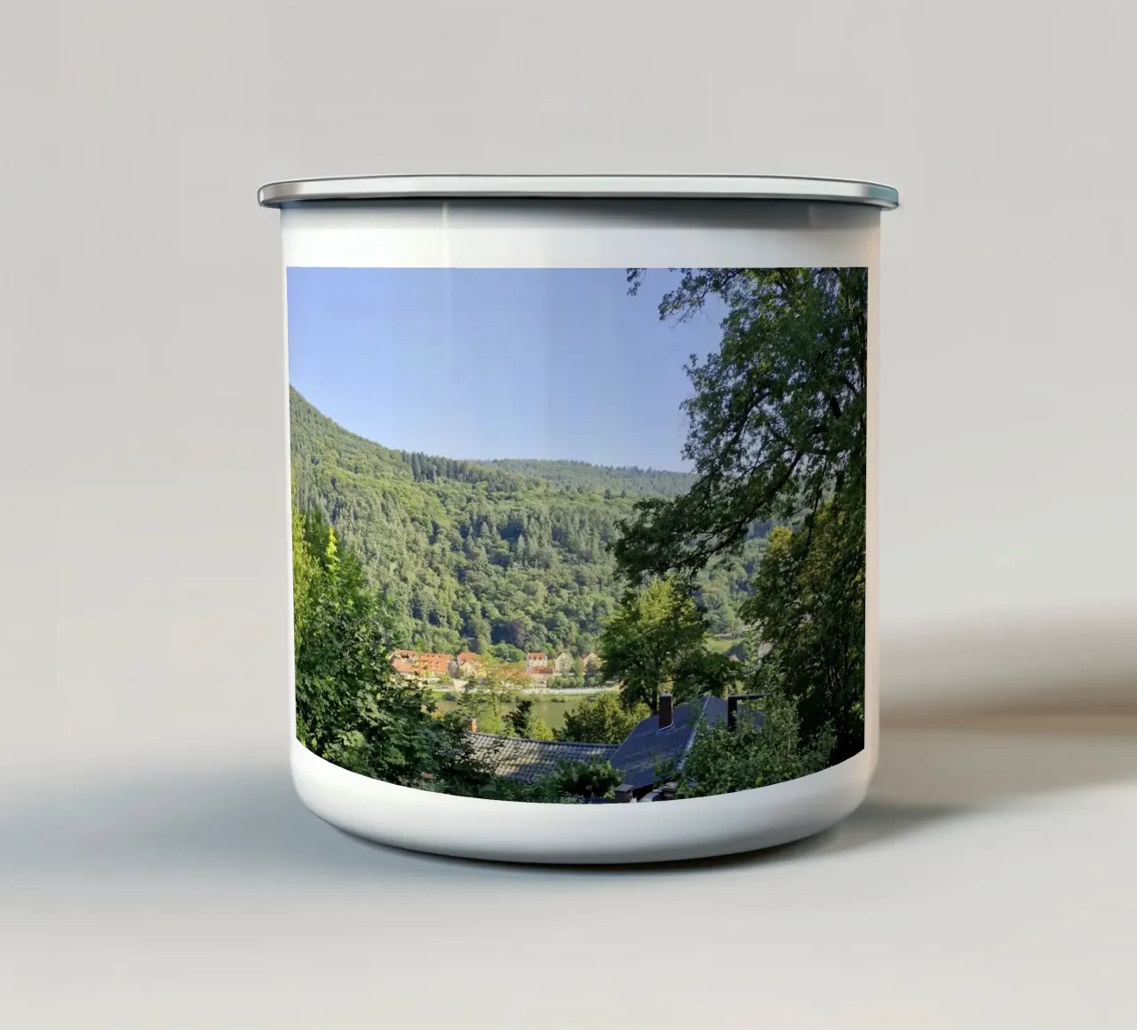 Neckar vicino a Heidelberg tazza in smalto da dava