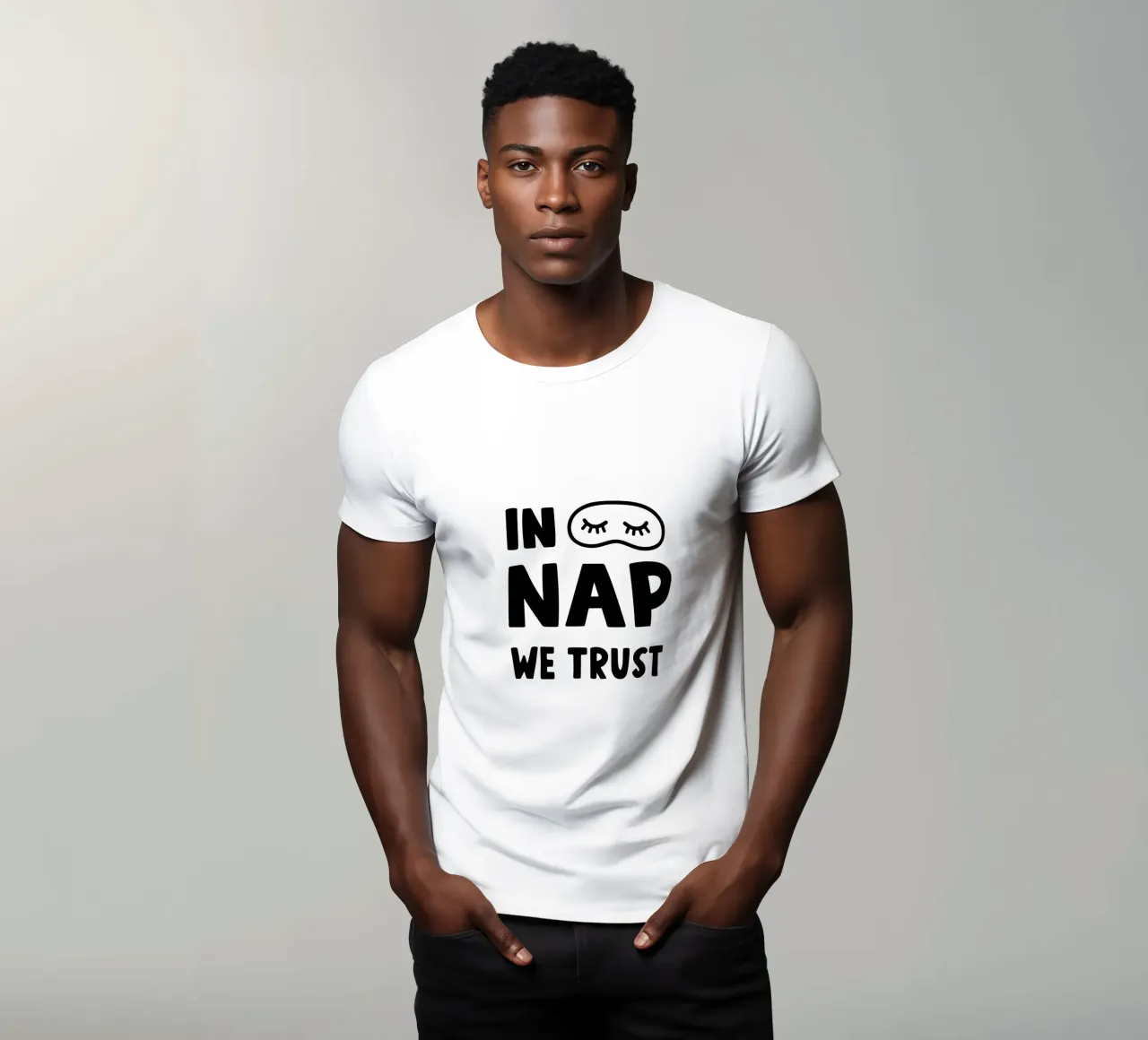 In Nap We Trust - Stampa artistica di Siesta Vibes in bianco e nero t-shirt da Kathrin Woo Design