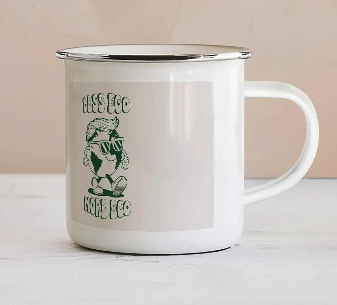 Meno Ego Più Eco tazza in smalto da Eco Rebel Creative