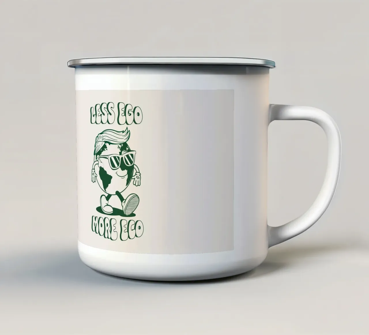 Meno Ego Più Eco tazza in smalto da Eco Rebel Creative