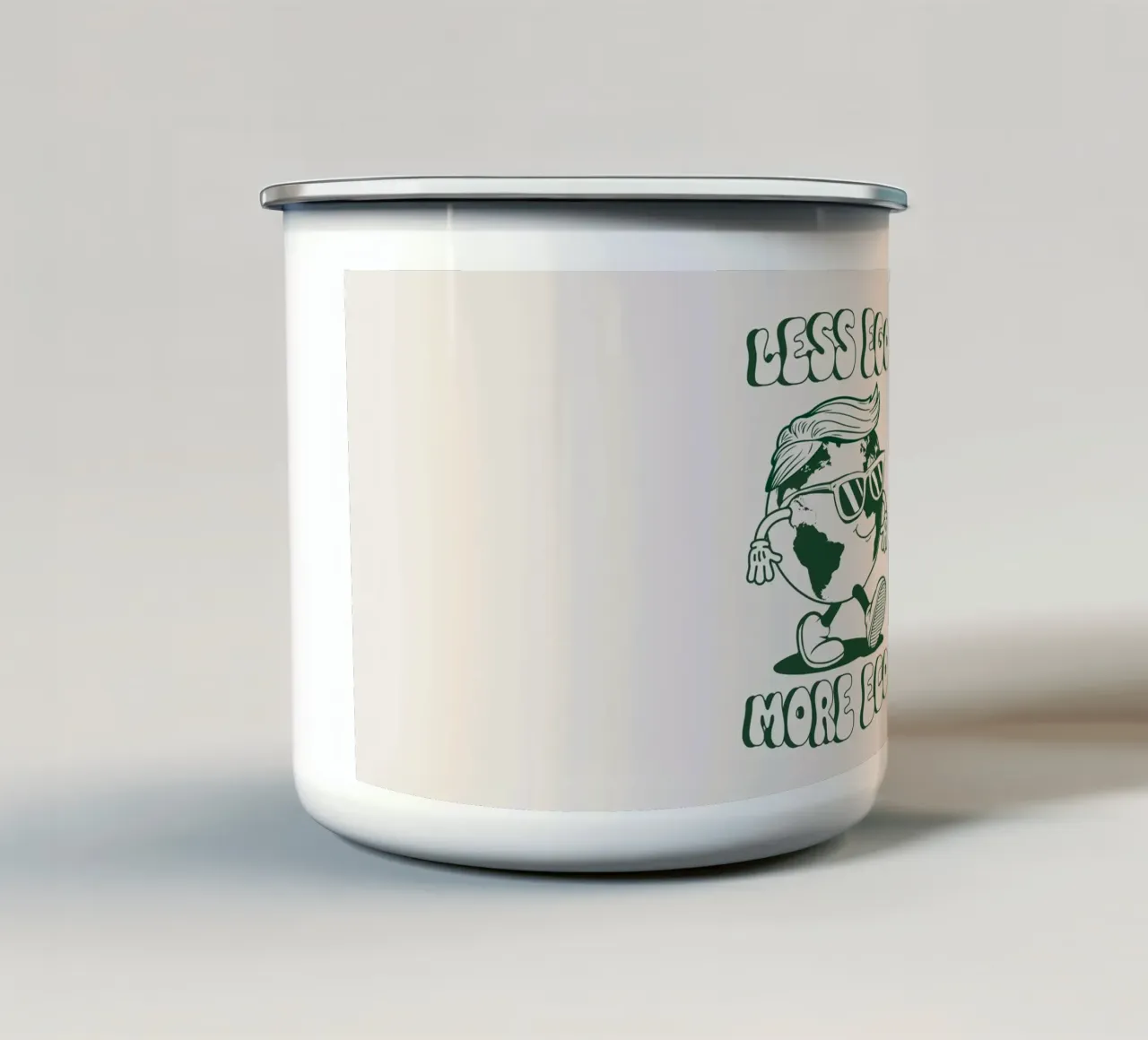 Meno Ego Più Eco tazza in smalto da Eco Rebel Creative
