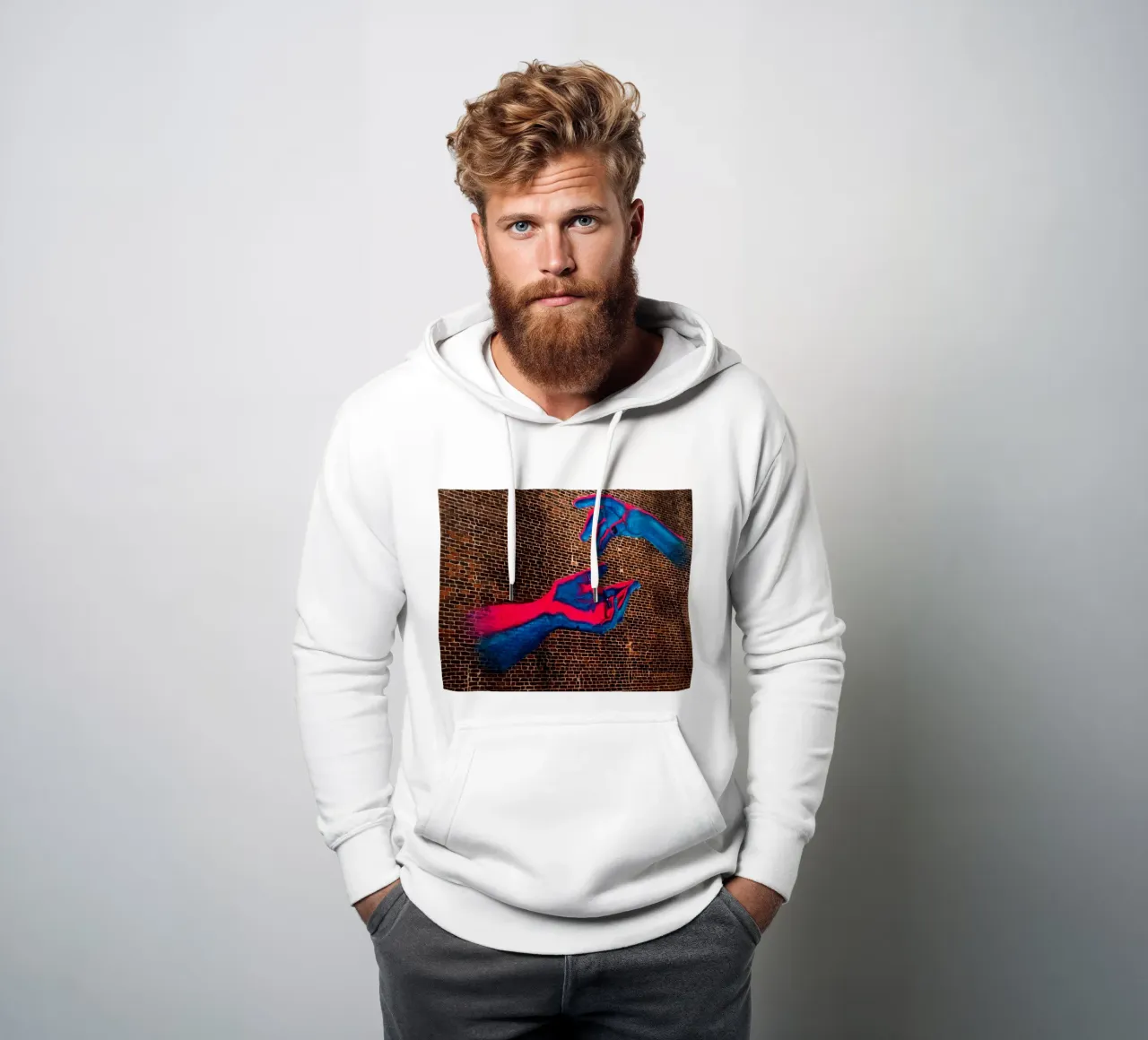 arte di strada, mani colorate a Manchaster (Inghilterra) felpa con cappuccio da atmospheric pictures
