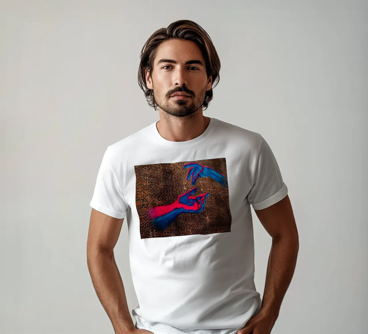 arte di strada, mani colorate a Manchaster (Inghilterra) t-shirt da atmospheric pictures