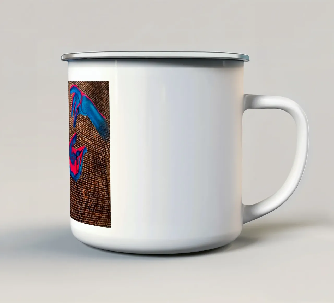 arte di strada, mani colorate a Manchaster (Inghilterra) tazza in smalto da atmospheric pictures