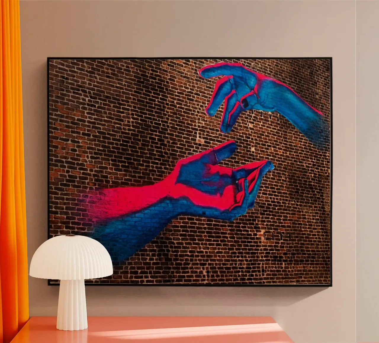 arte di strada, mani colorate a Manchaster (Inghilterra) plexiglass da atmospheric pictures
