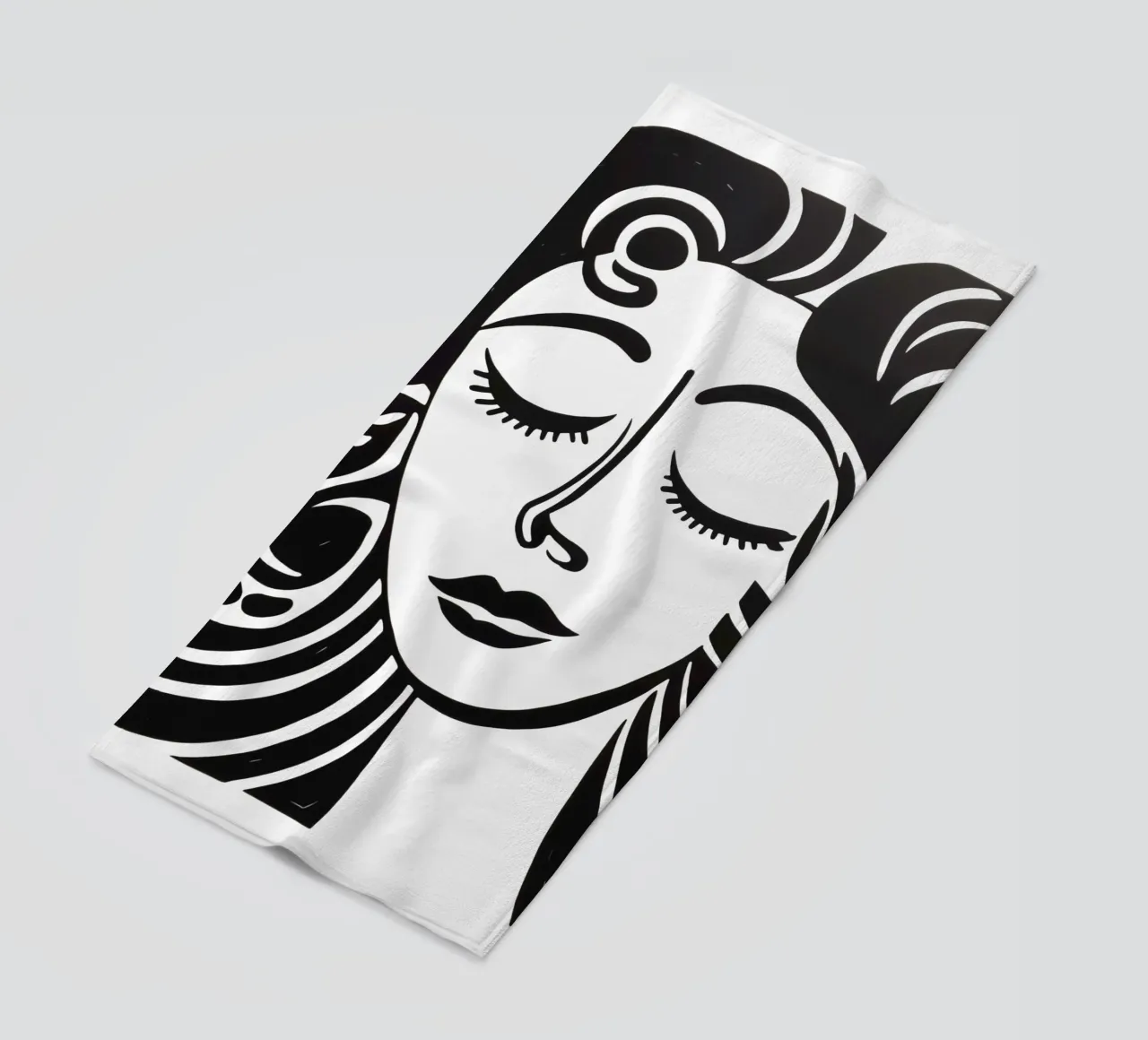 Ritratto minimalista di una donna sognante in bianco e nero telo mare da Autofocus