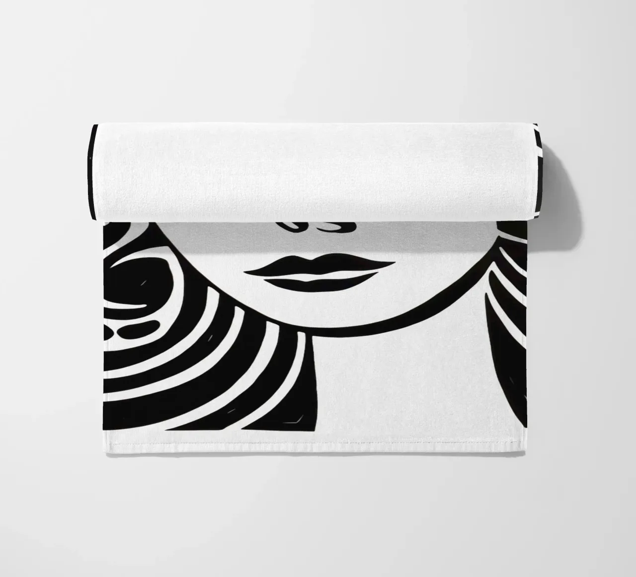 Ritratto minimalista di una donna sognante in bianco e nero telo mare da Autofocus