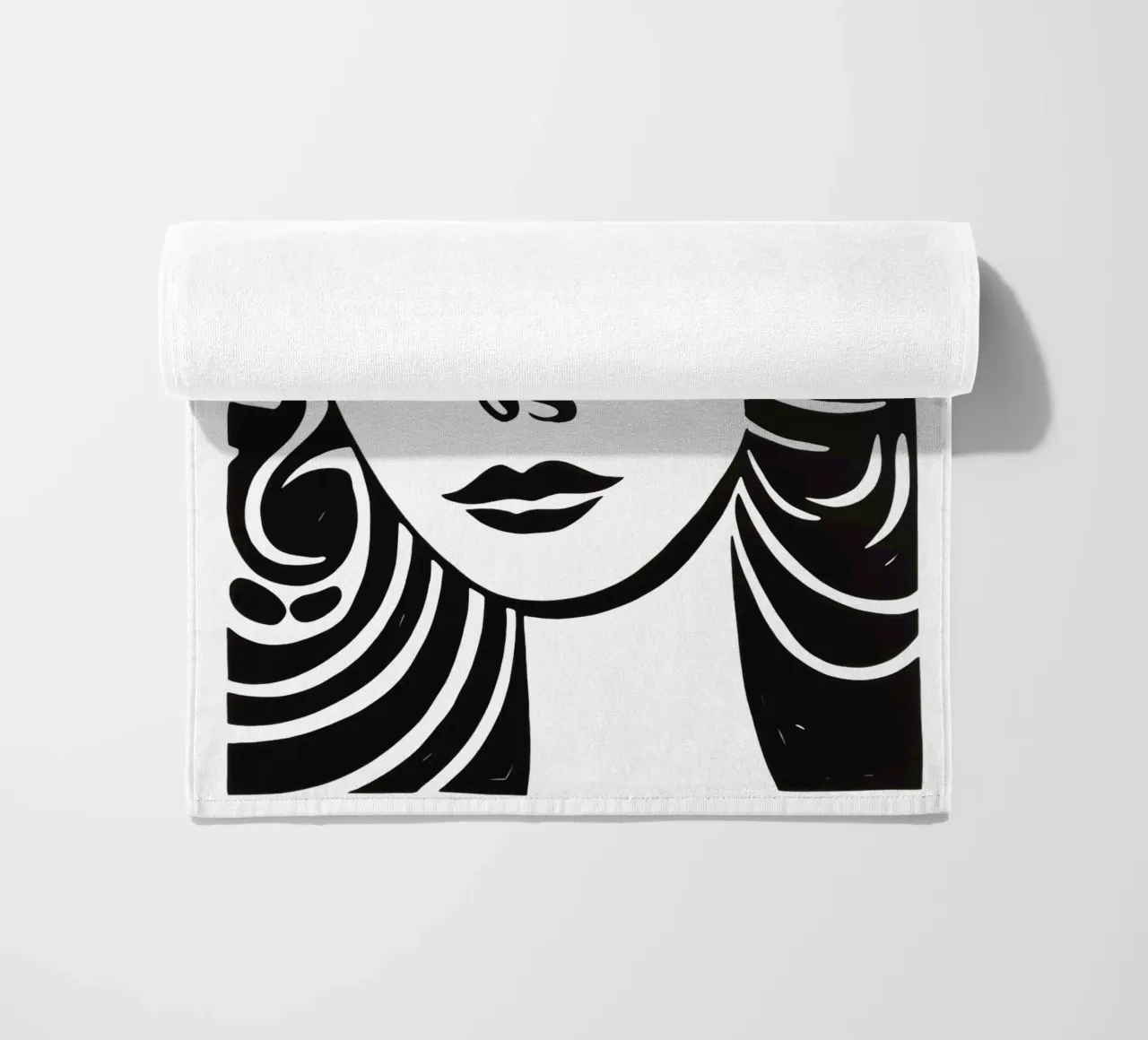 Ritratto minimalista di una donna sognante in bianco e nero telo mare da Autofocus