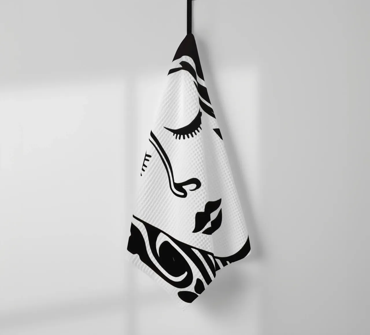Ritratto minimalista di una donna sognante in bianco e nero canovaccio da cucina da Autofocus