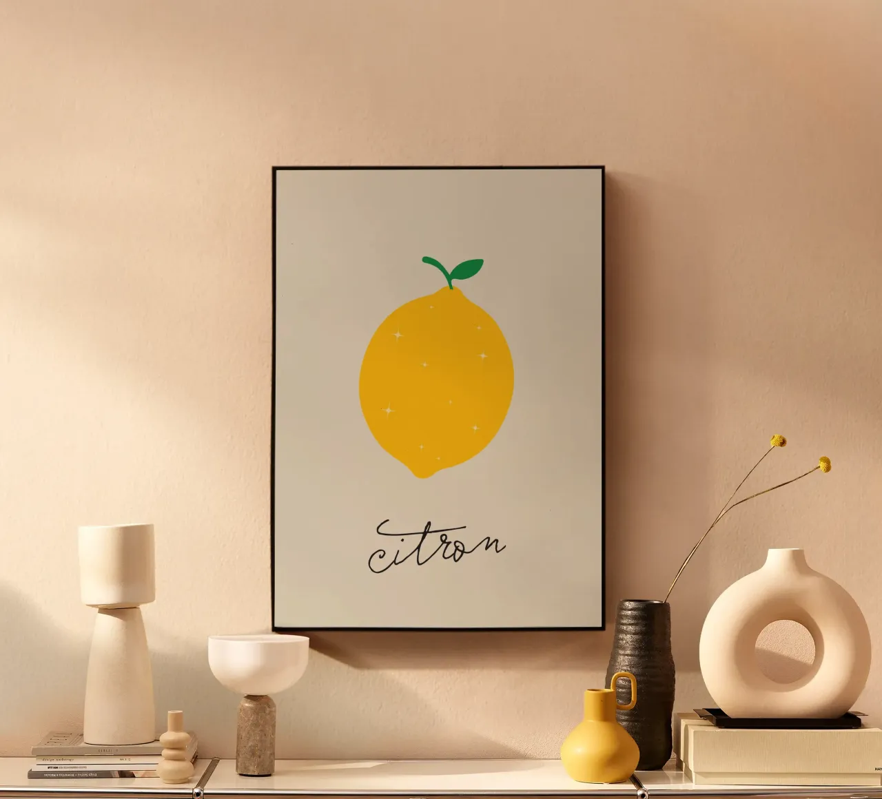 Citron - Cute Retro Lemon alluminio dibond da Lolly & Roobs
