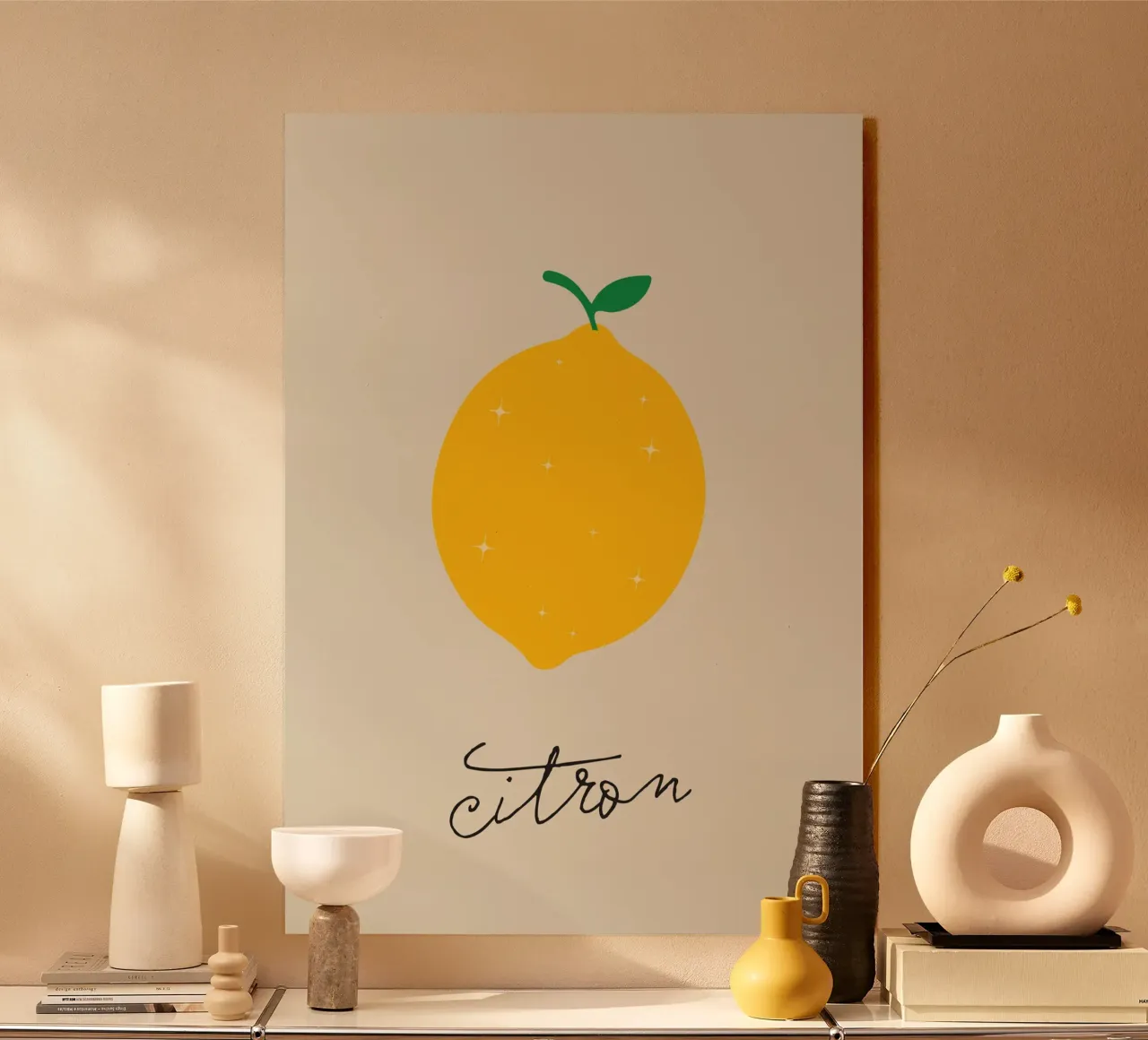 Citron - Cute Retro Lemon alluminio dibond da Lolly & Roobs