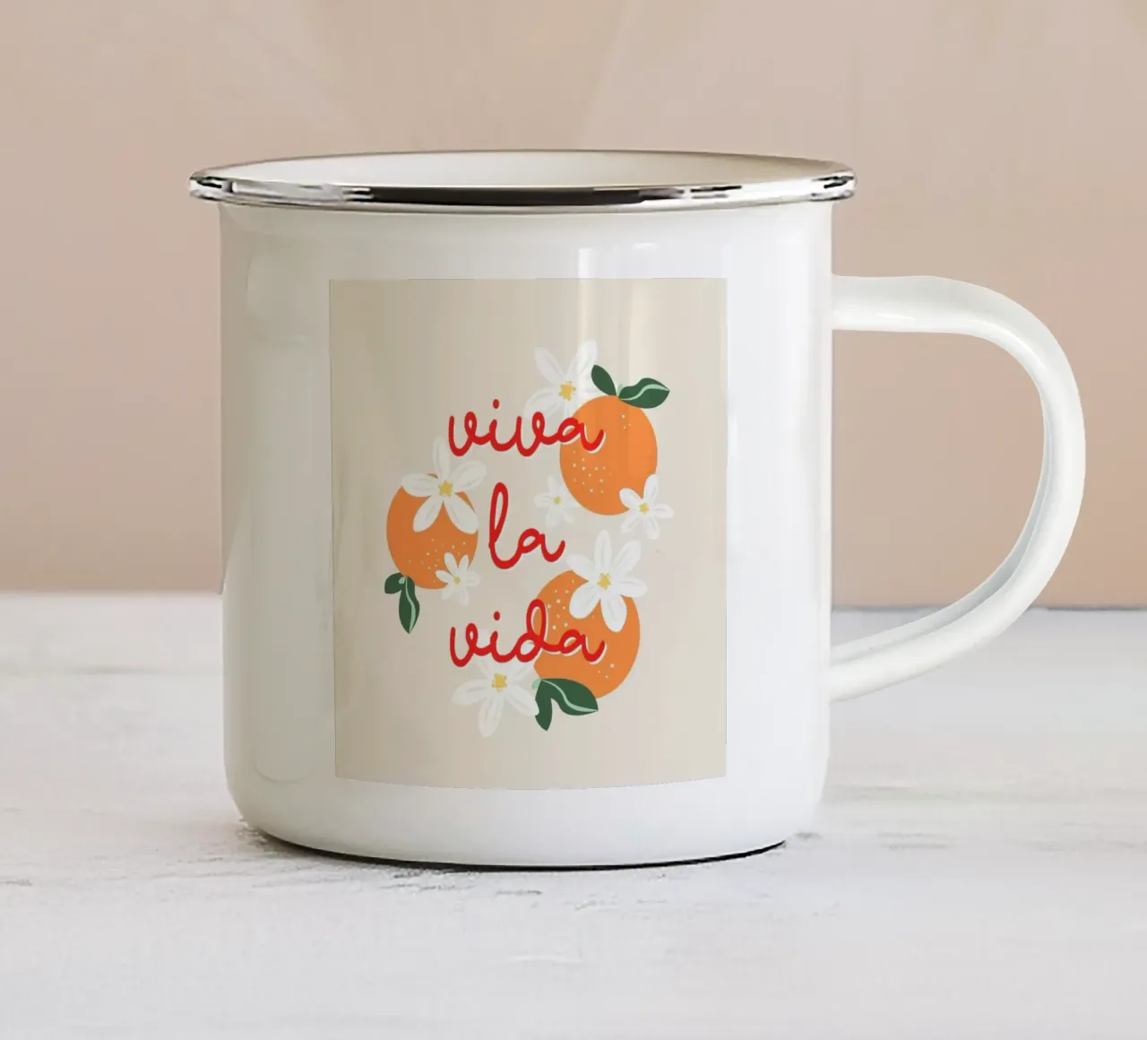 VIVERE LA VITA tazza in smalto da bazi