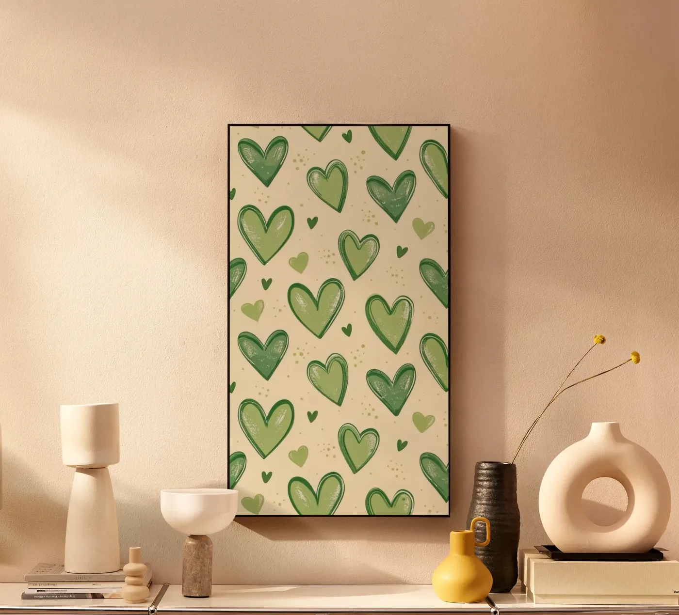 groene harten acryl van bazi