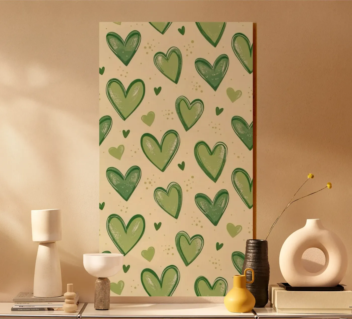 groene harten acryl van bazi
