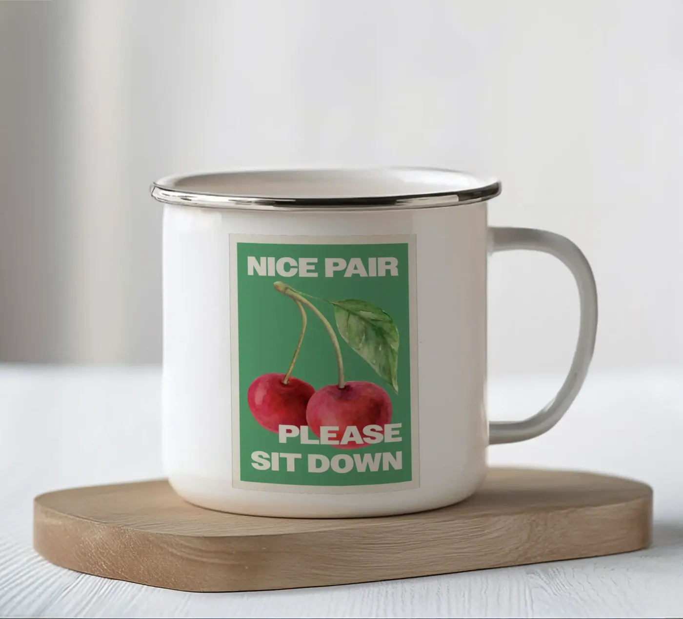 mooi paar ga alsjeblieft zitten emaille mok van bazi