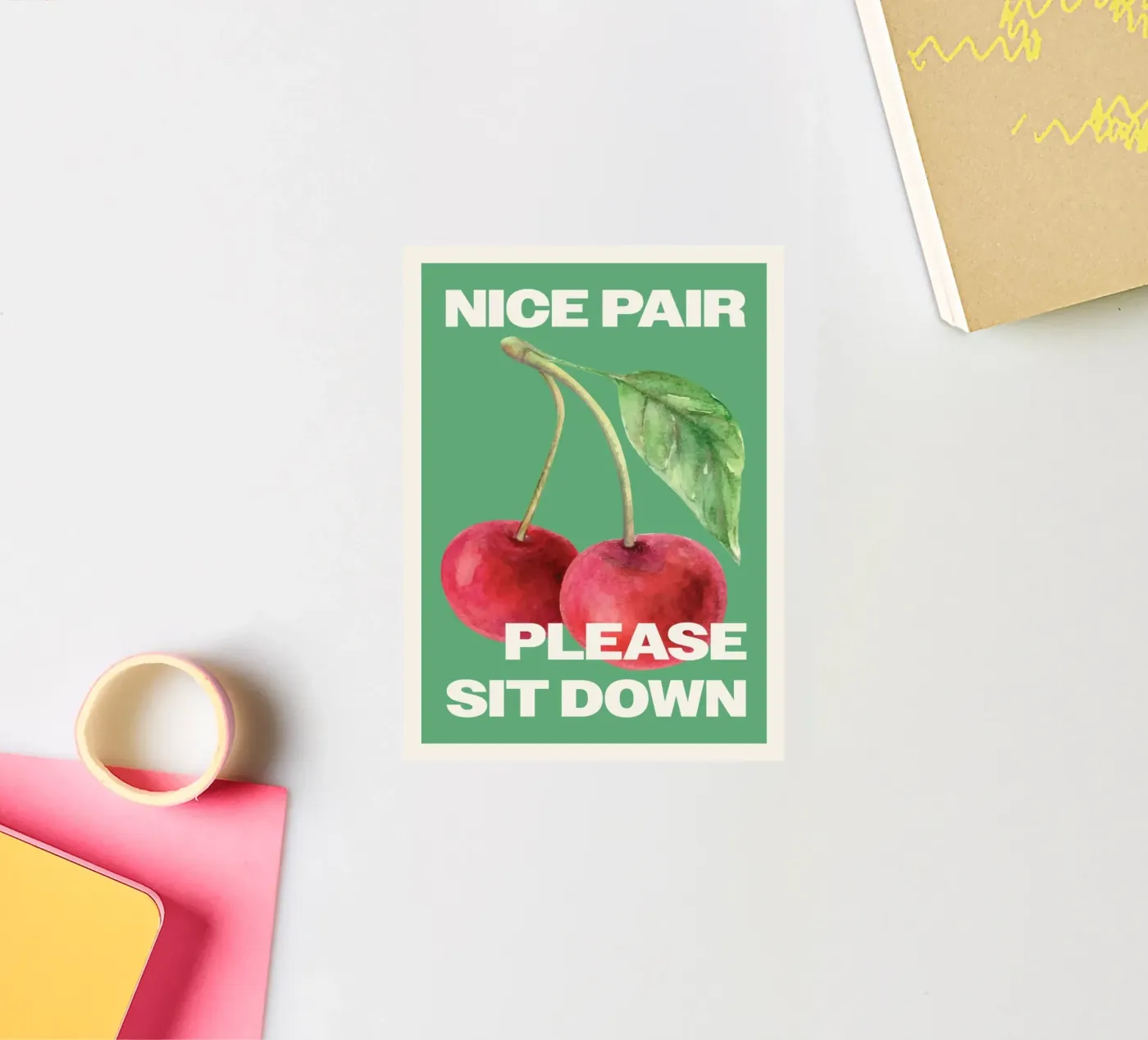 nice pair please sit down sticker by bazi