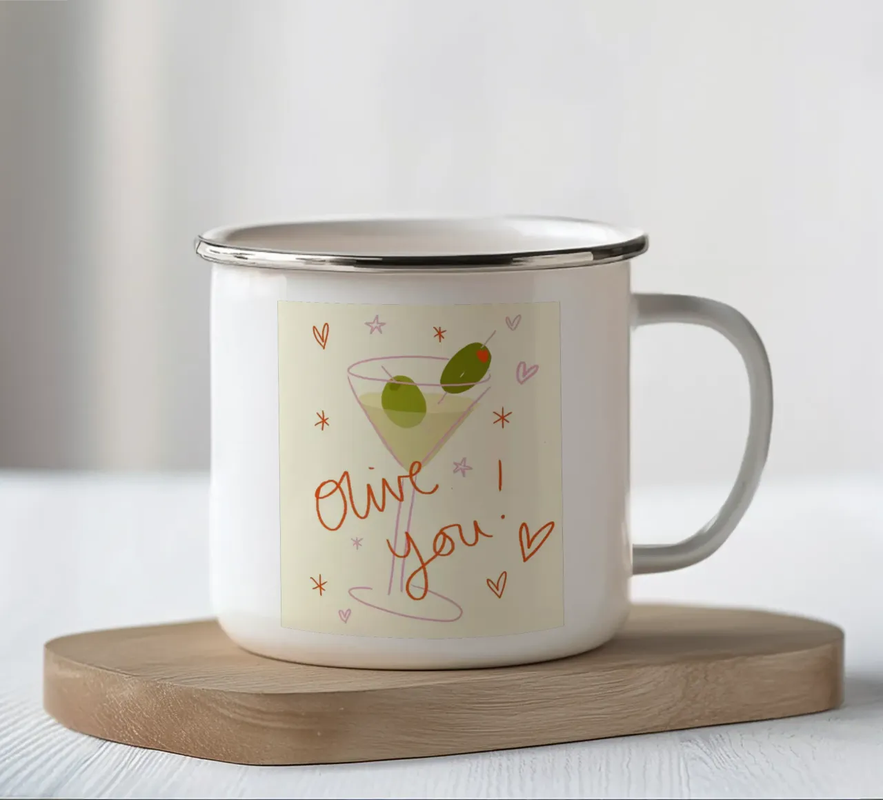 oliva voi tazza in smalto da bazi