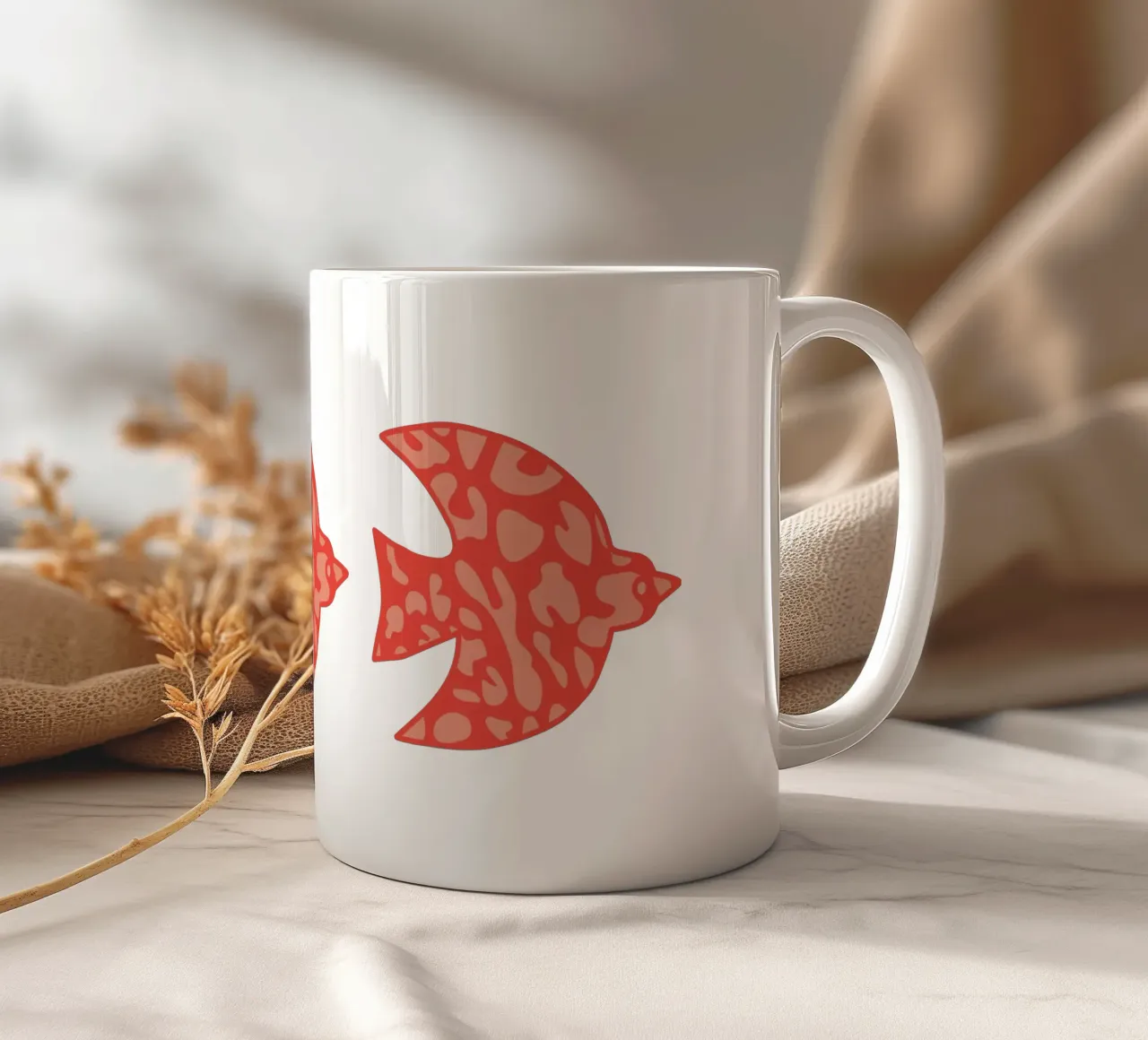 oiseau leopard orange tazza in ceramica da alice