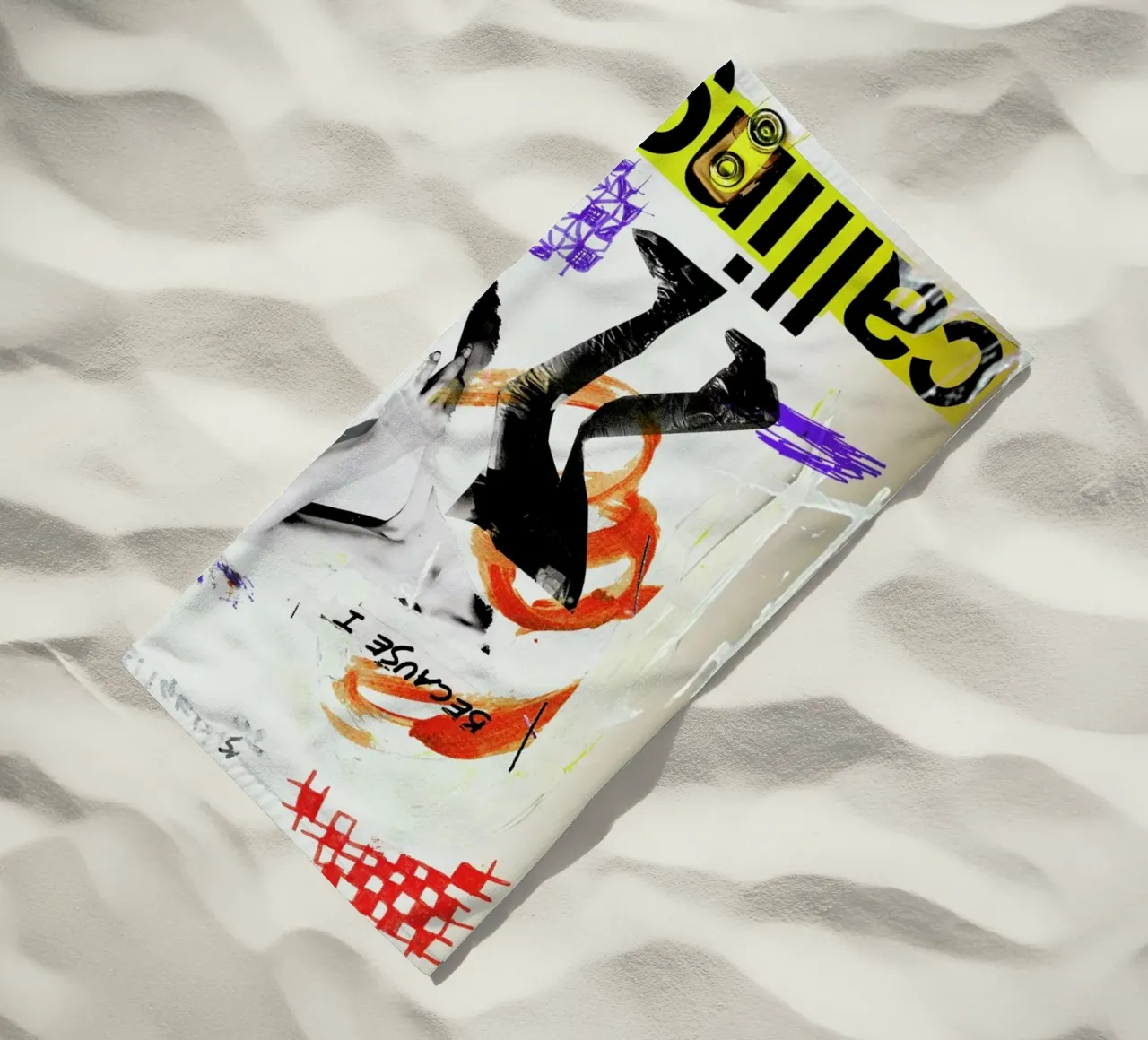 Because I beach towel by Sandrine Pagnoux