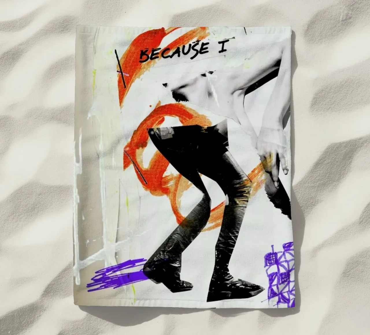 Because I beach towel by Sandrine Pagnoux