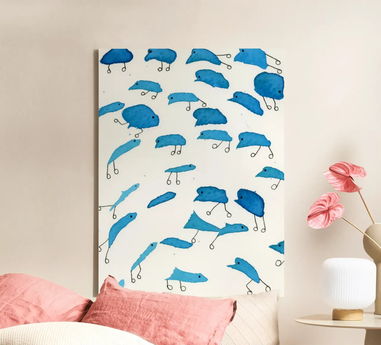 Kleine Blaue auf Rädern Leinwand mit Schattenfugenrahmen von gtobonart