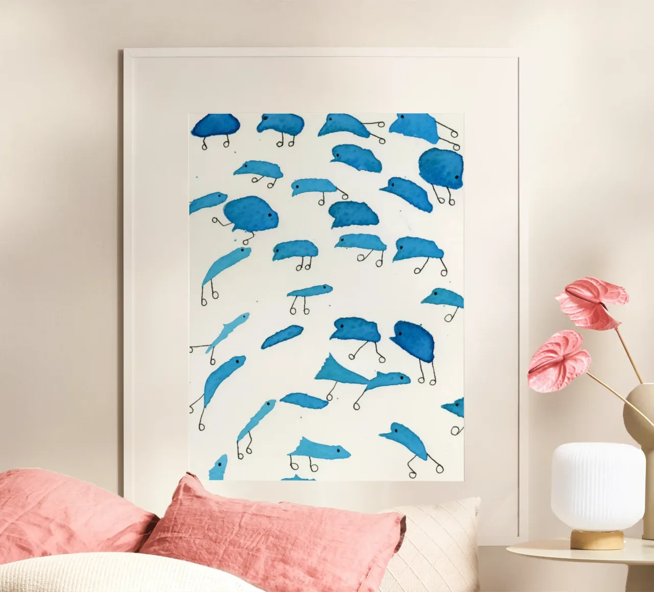 Piccoli blues su ruote poster con telaio in alluminio da gtobonart