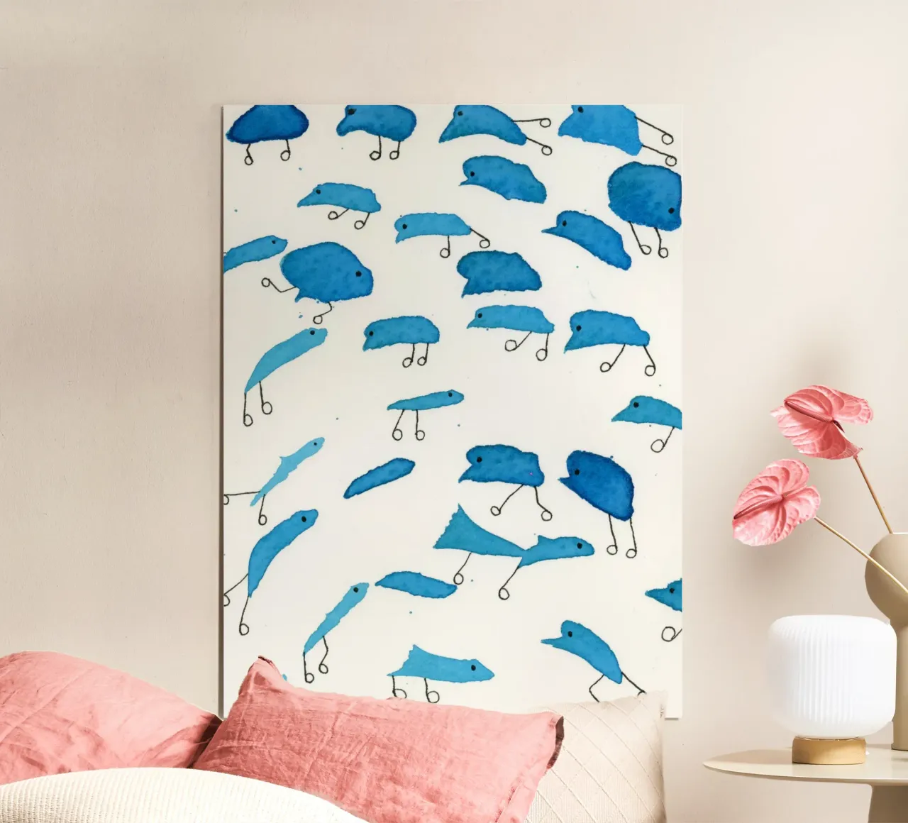 Piccoli blues su ruote poster con telaio in alluminio da gtobonart