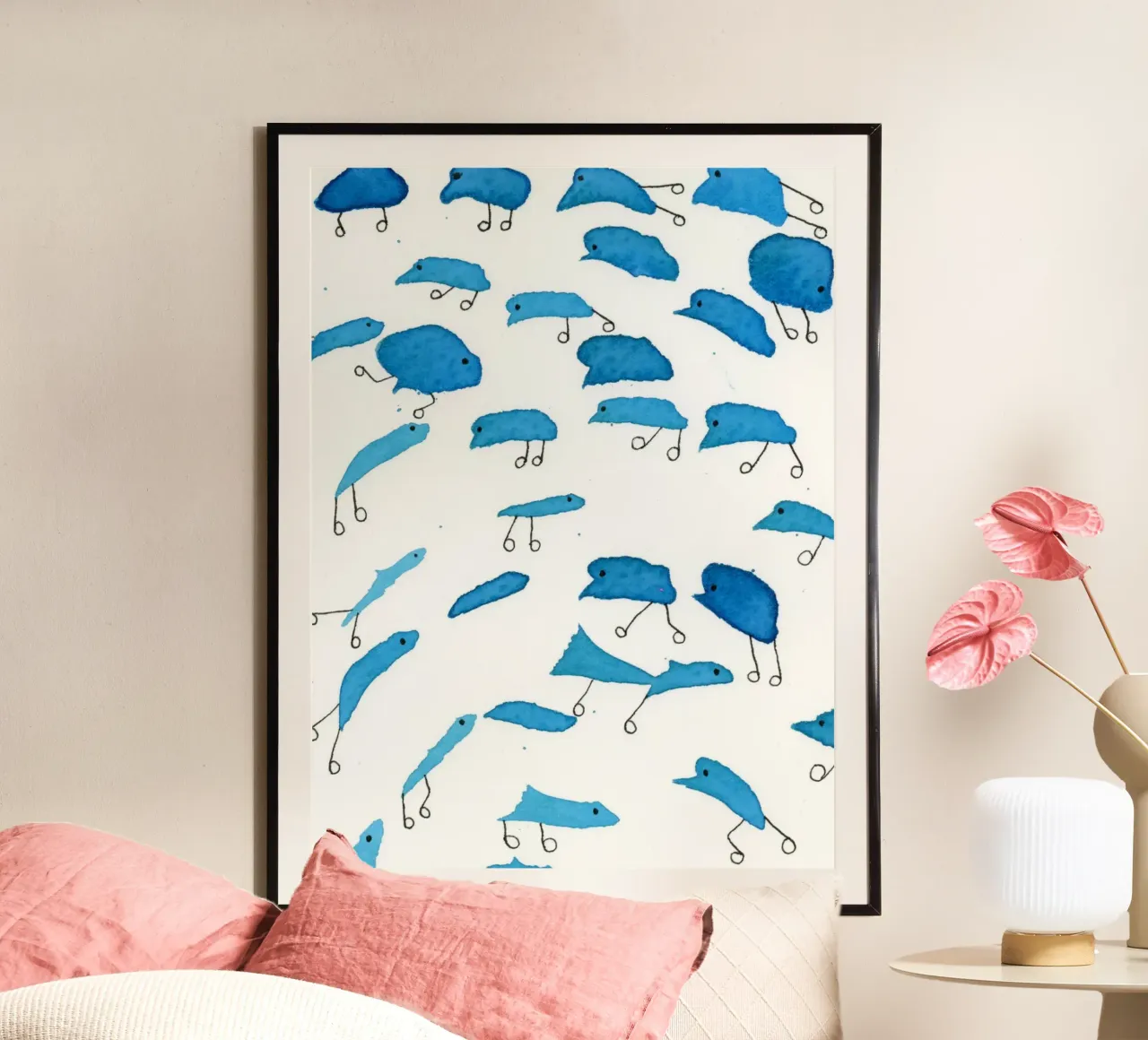 Piccoli blues su ruote poster con telaio in alluminio da gtobonart