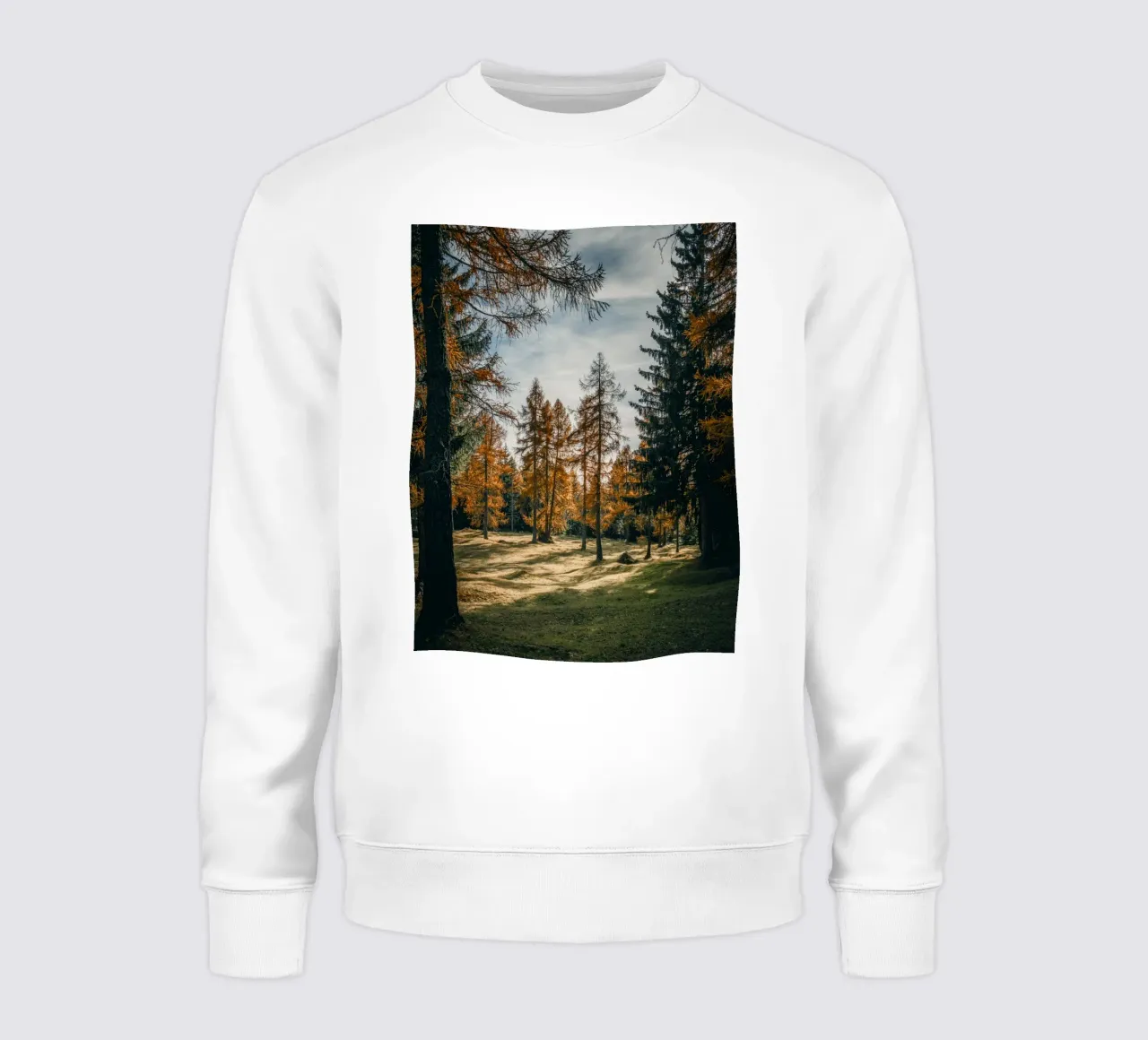 Herbstliche Lärchen in der Schweiz Sweatshirt von mbgraphx2