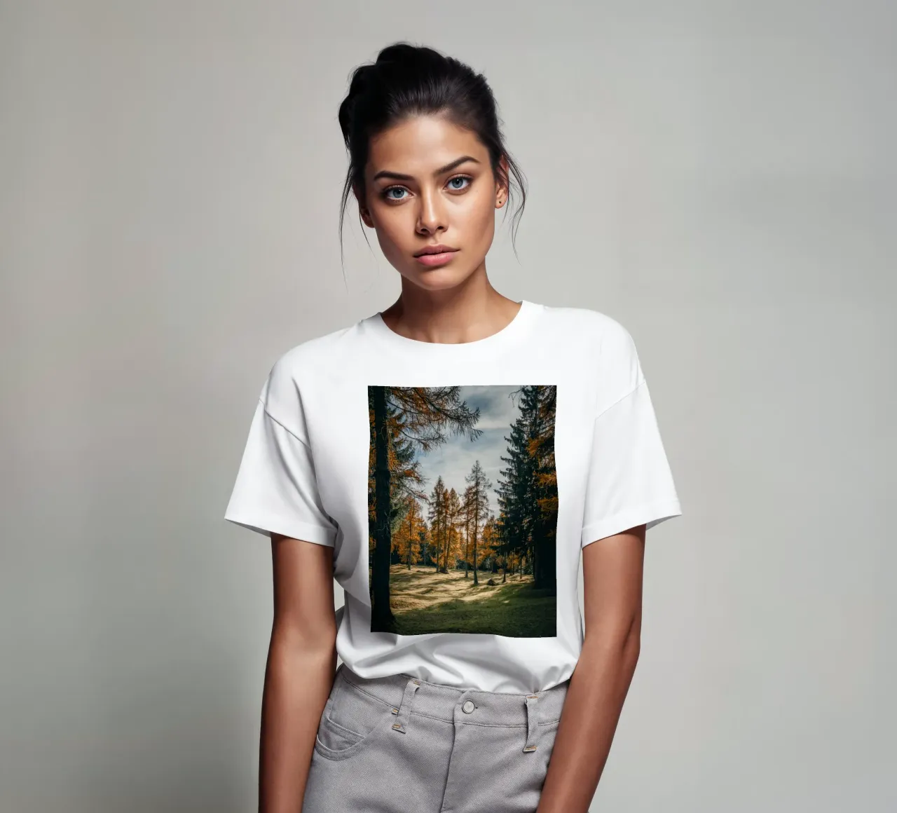 Herbstliche Lärchen in der Schweiz T-Shirt von mbgraphx2