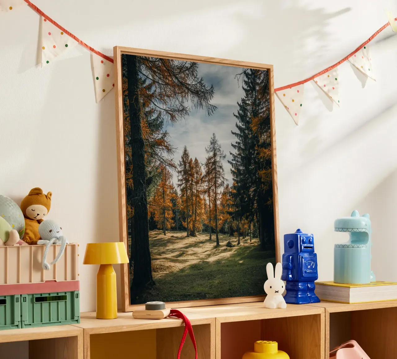 Herbstliche Lärchen in der Schweiz Acryl-Glas von mbgraphx2