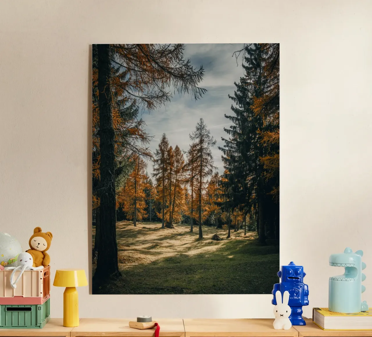 Herbstliche Lärchen in der Schweiz Acryl-Glas von mbgraphx2