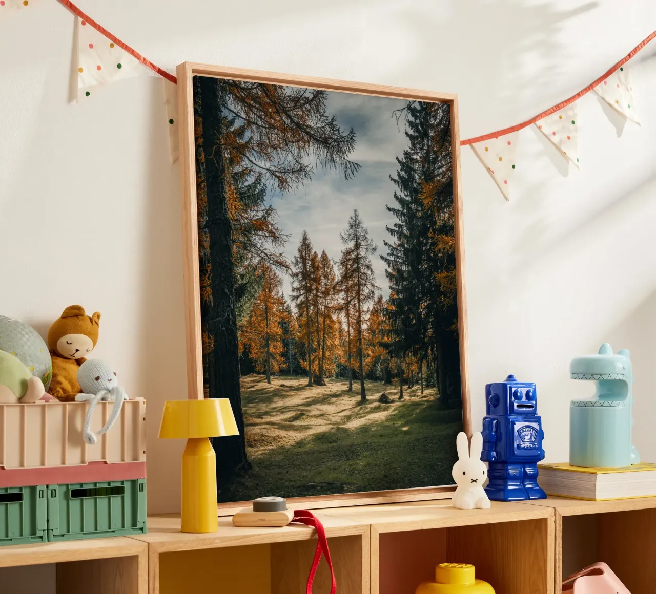 Herbstliche Lärchen in der Schweiz Leinwand von mbgraphx2