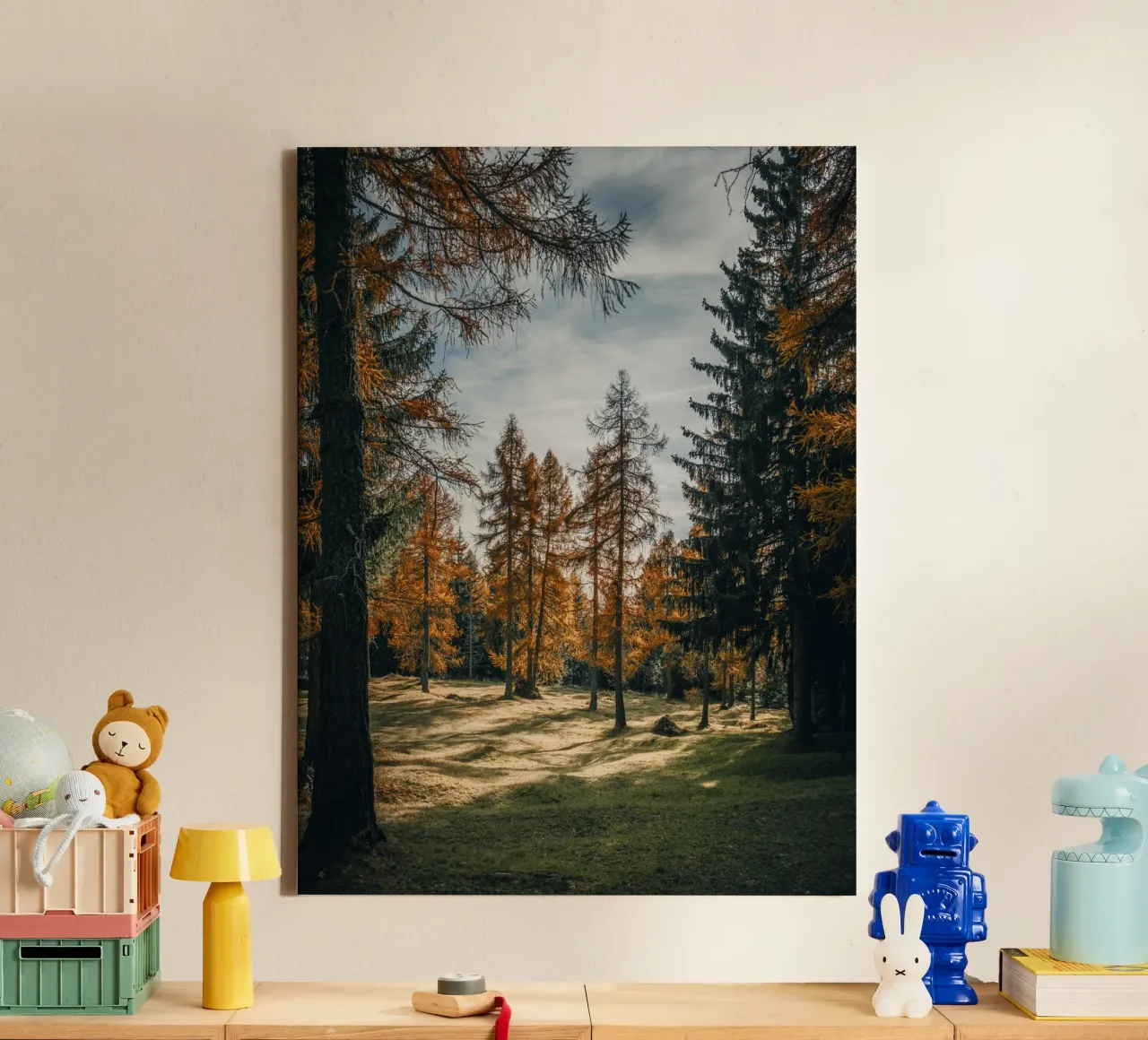 Herbstliche Lärchen in der Schweiz Leinwand von mbgraphx2