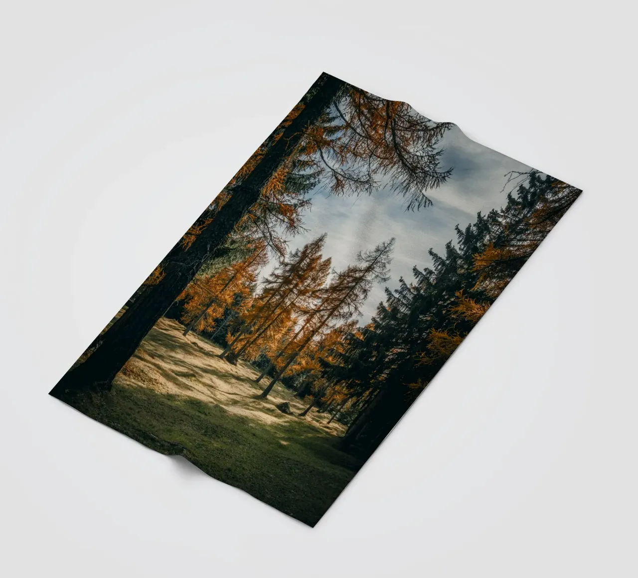 Herbstliche Lärchen in der Schweiz Fleecedecke von mbgraphx2
