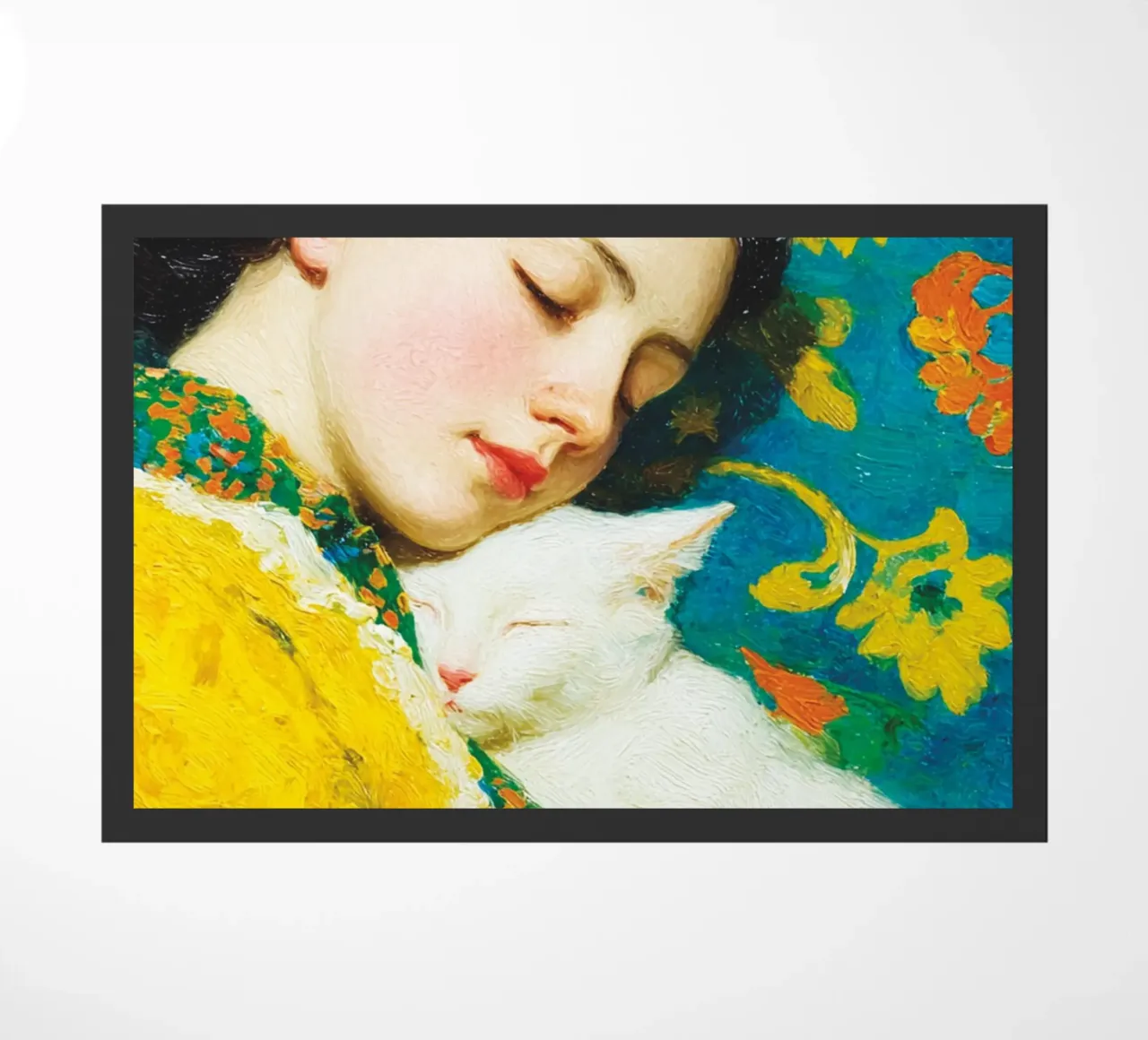 Ragazza con gatto bianco zerbino da Puschkinowa
