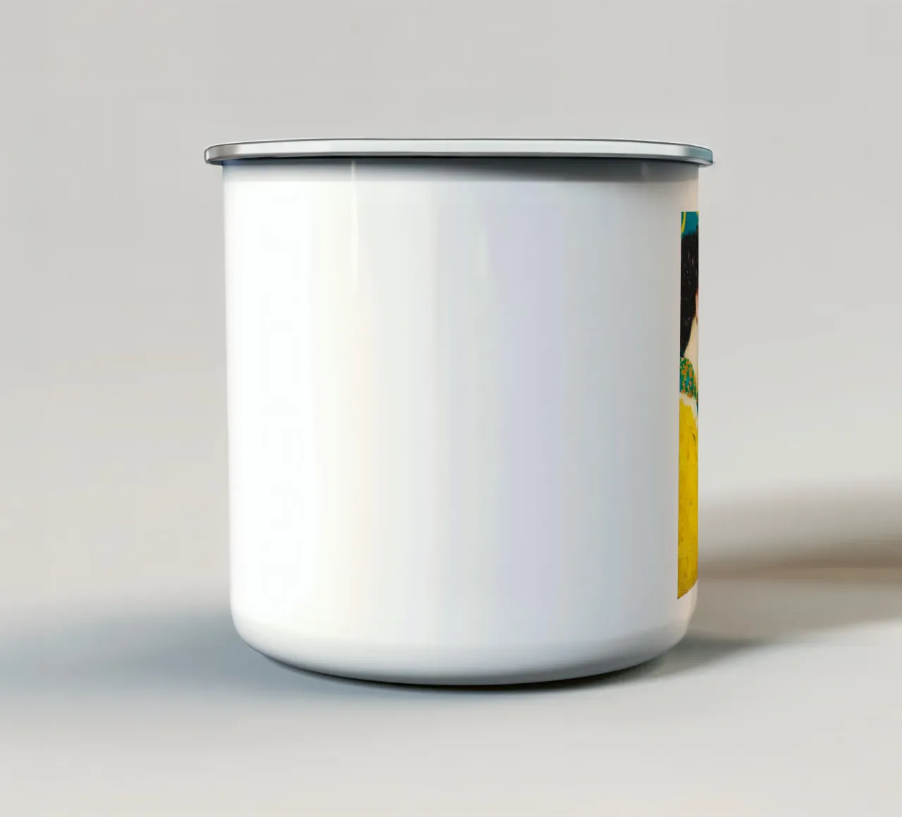 Ragazza con gatto bianco tazza in smalto da Puschkinowa