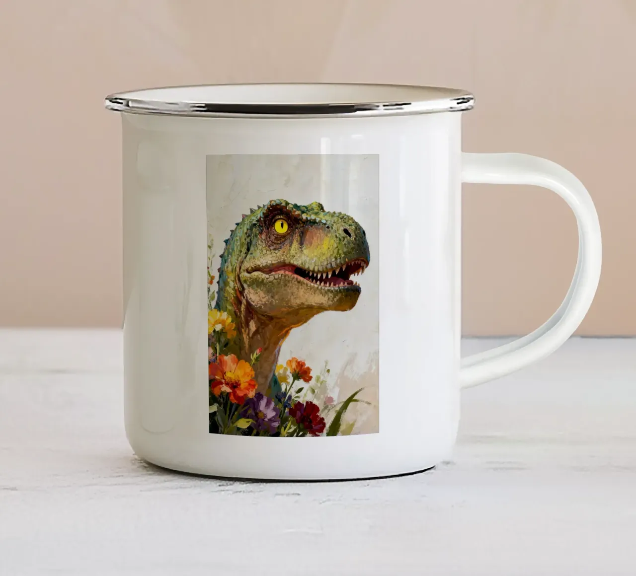 dinosauro floreale tazza in smalto da 🎁 NOBELART