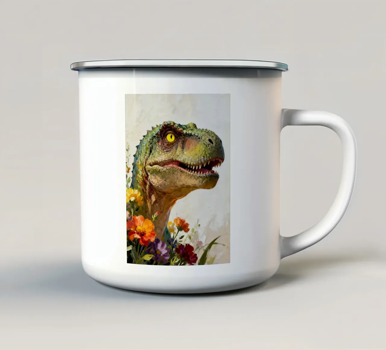 dinosauro floreale tazza in smalto da 🎁 NOBELART