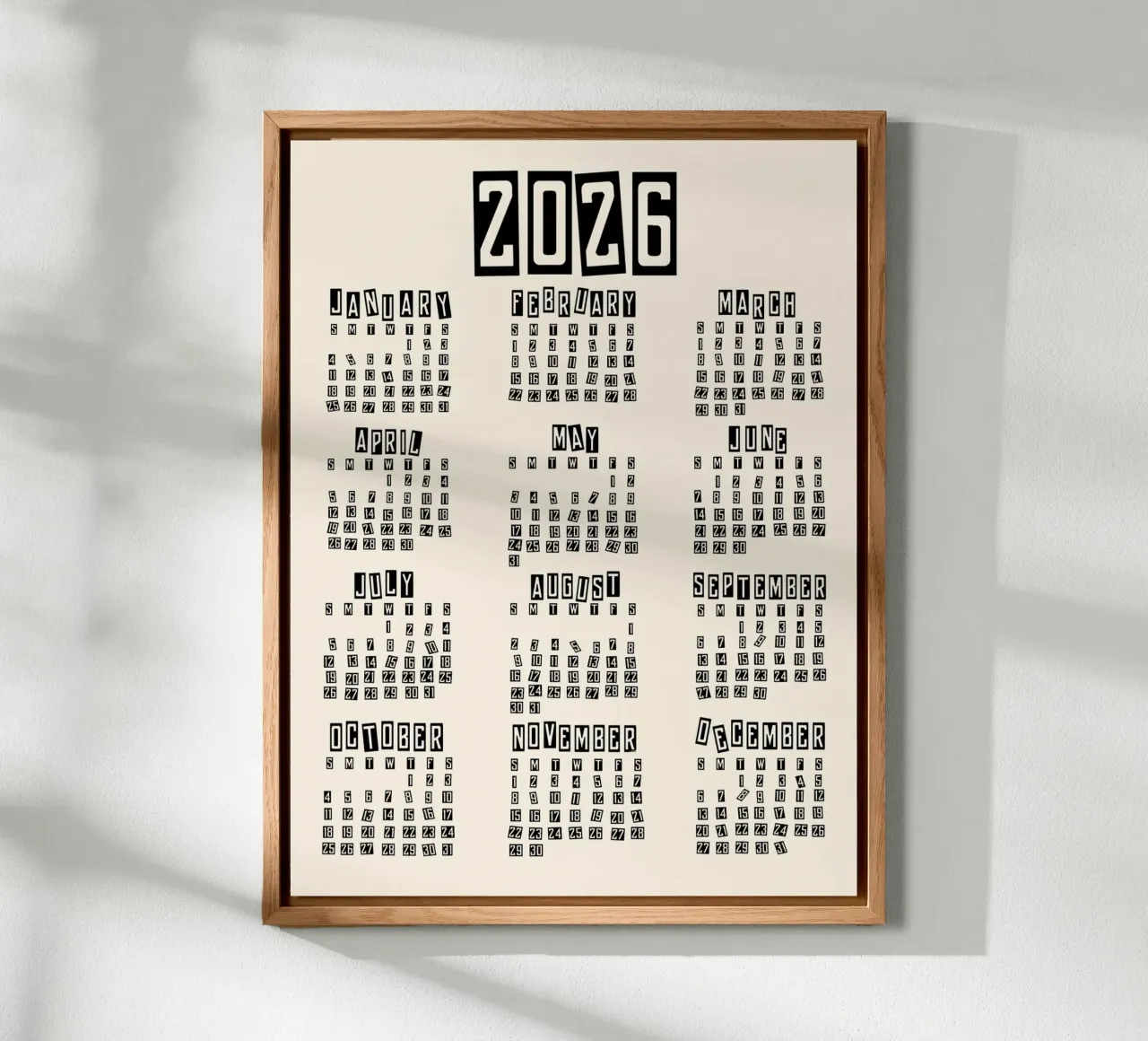 Retro Minimal 2026 Calendar pannello forex da TijanaArtStudio88