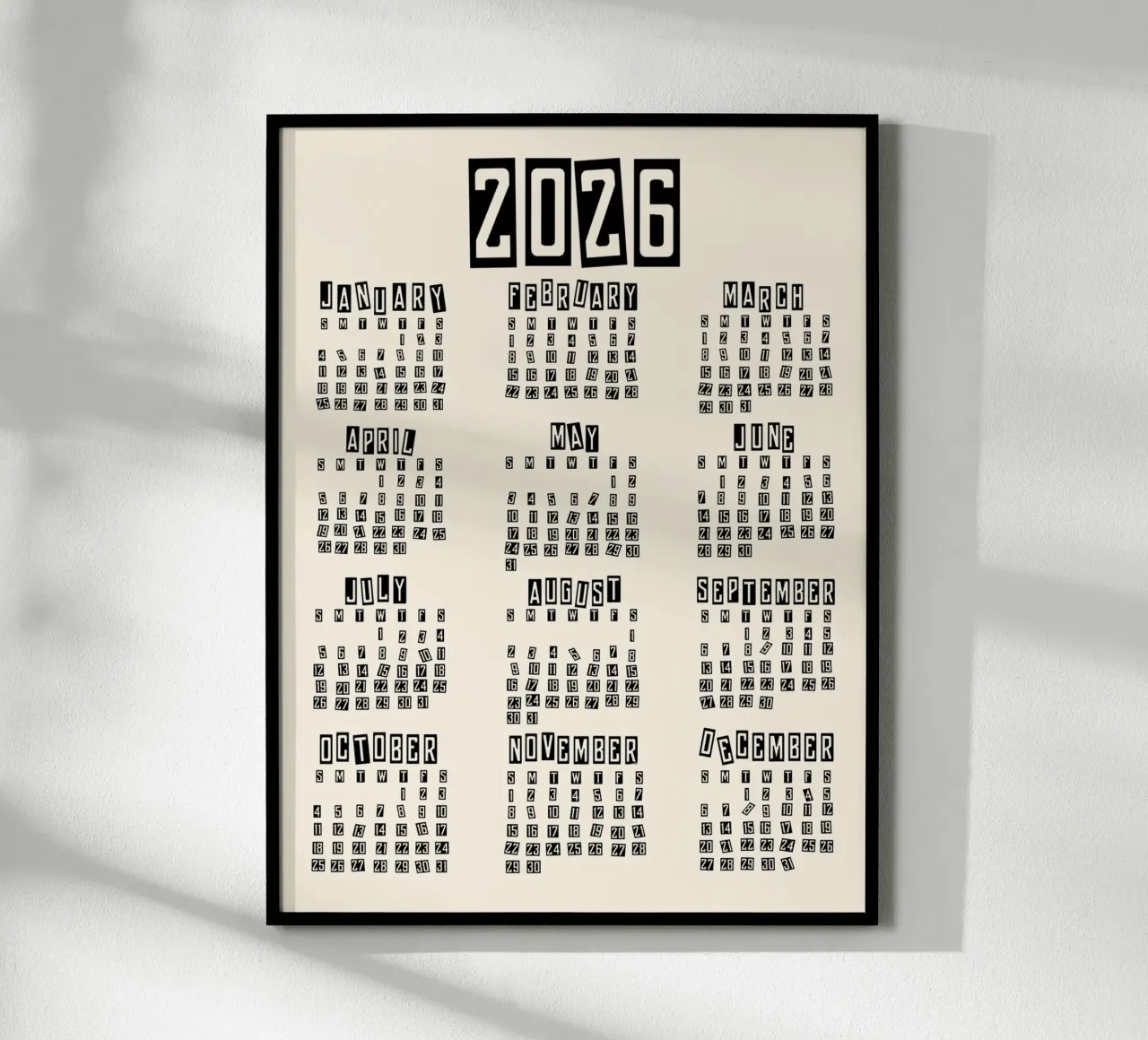 Retro Minimal 2026 Calendar hahnemühle by TijanaArtStudio88
