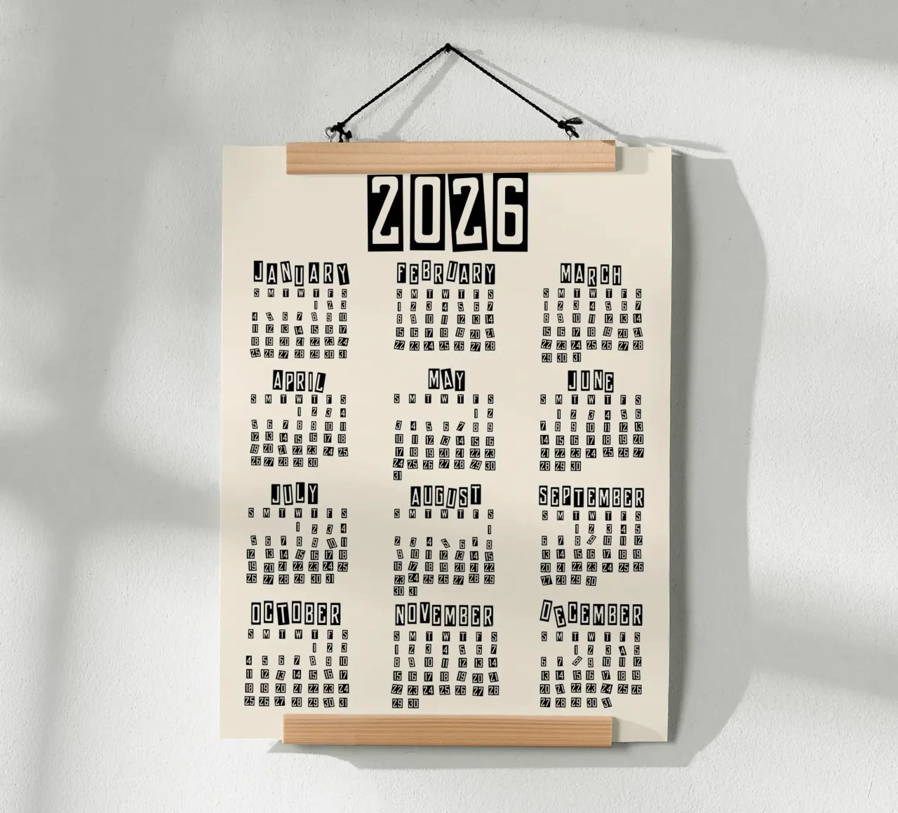 Retro Minimal 2026 Calendar hahnemühle by TijanaArtStudio88
