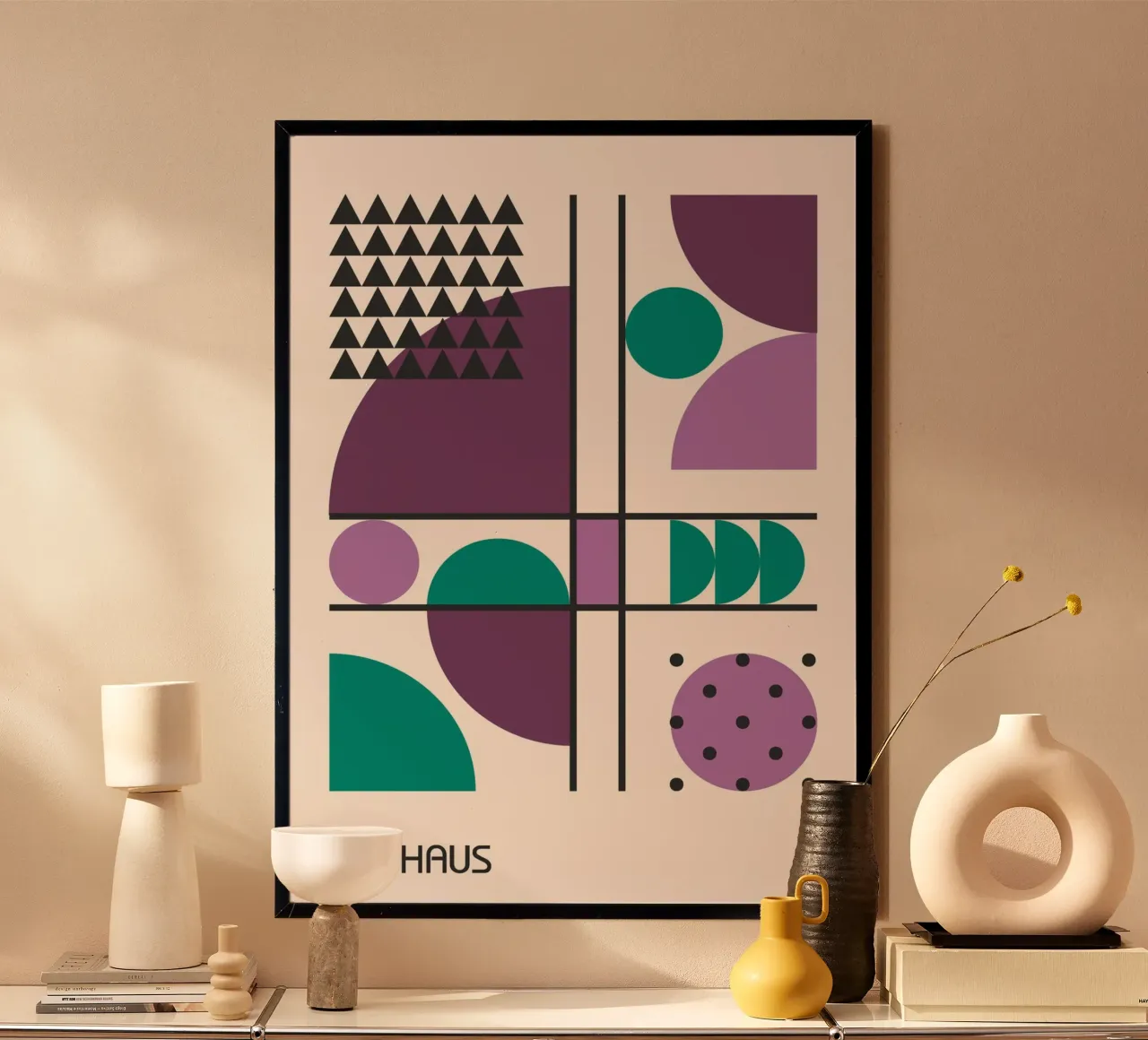 Poster geometrico astratto Bauhaus Circles & Triangles poster da Grungeo