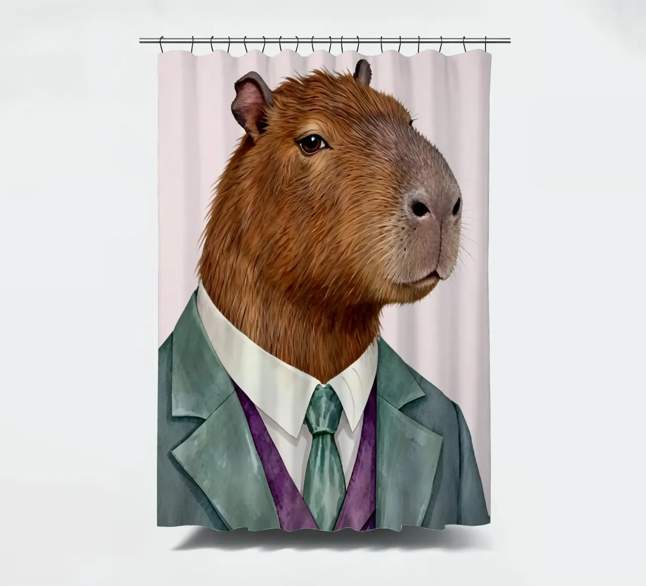 Capybara Portrait in Suit tenda da doccia da Attaboy Dsgn
