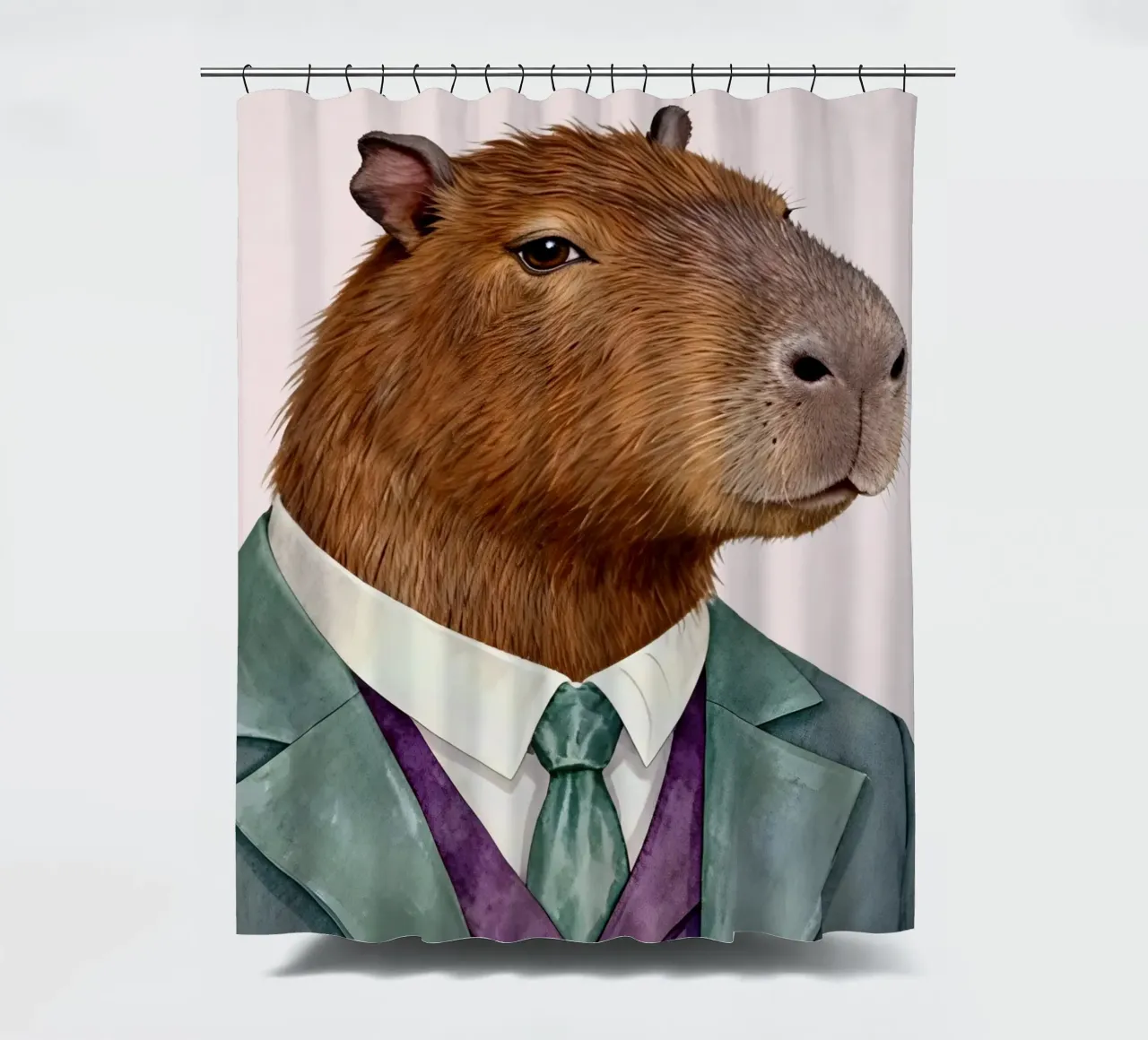 Capybara Portrait in Suit tenda da doccia da Attaboy Dsgn