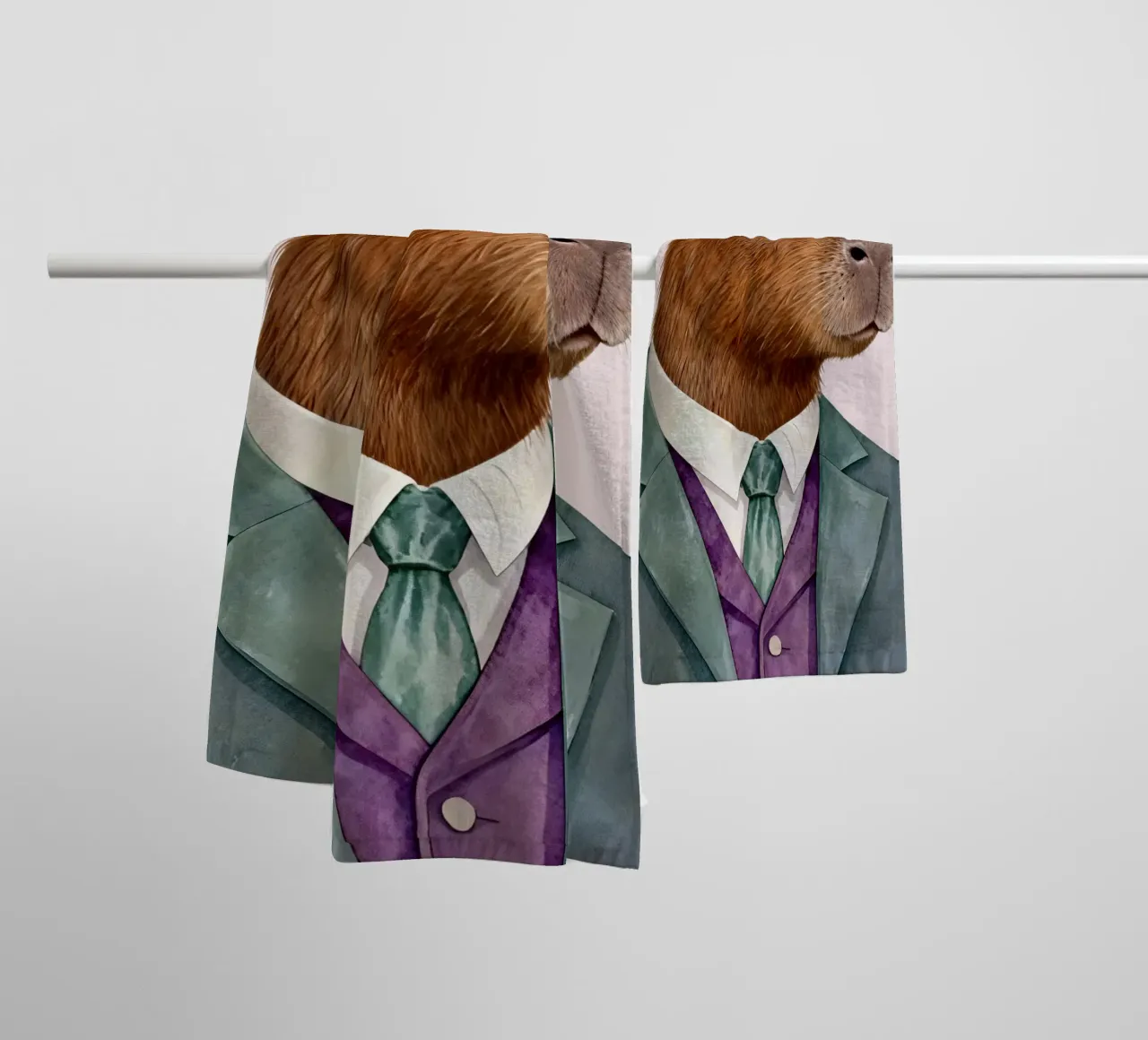 Capybara Portrait in Suit asciugamano da bagno da Attaboy Dsgn