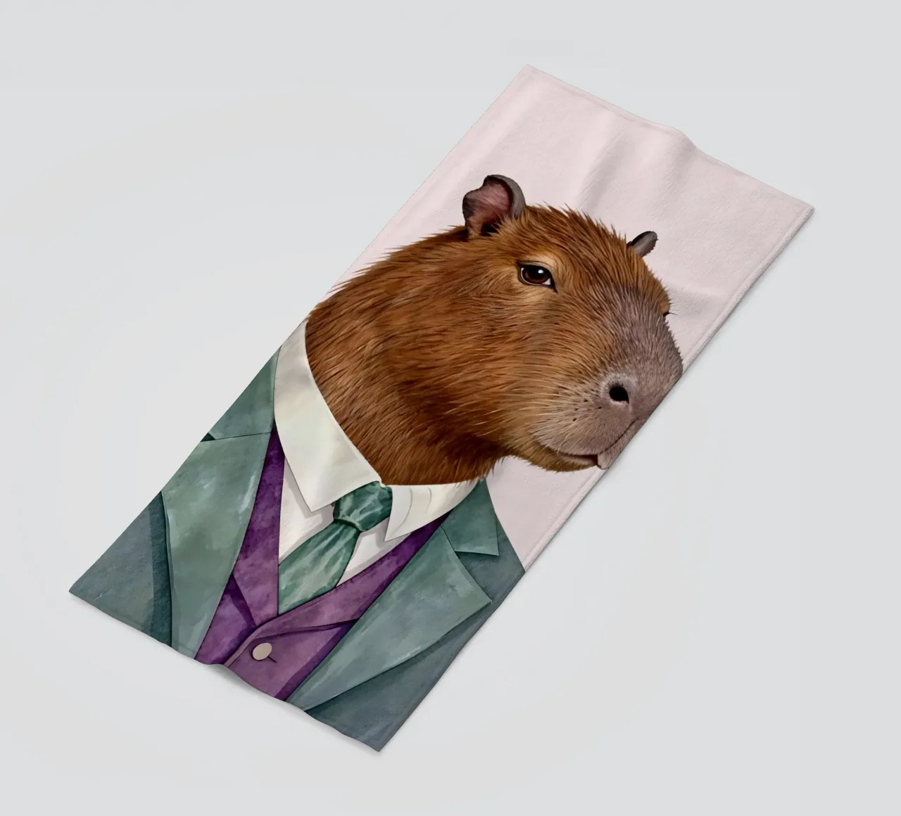 Capybara Portrait in Suit telo mare da Attaboy Dsgn
