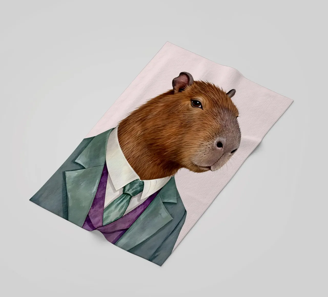 Capybara Portrait in Suit telo mare da Attaboy Dsgn